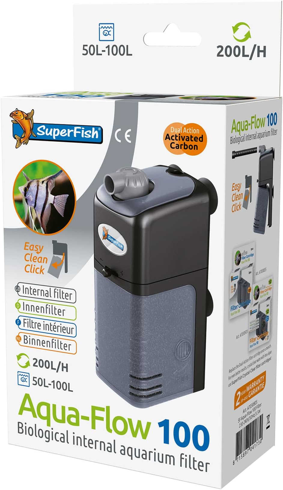 SuperFish Aqua Flow 100 Internal Filter 200L/H