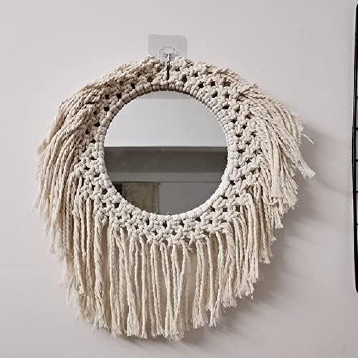 Wiszące Lustro ścienne Z Okrągłym Lustrem W Kształcie Słońca I Księżyca Z Makramy W Stylu Boho Rustykalnym, Do Salonu, Sypialni, Domu, C Section With Mirror