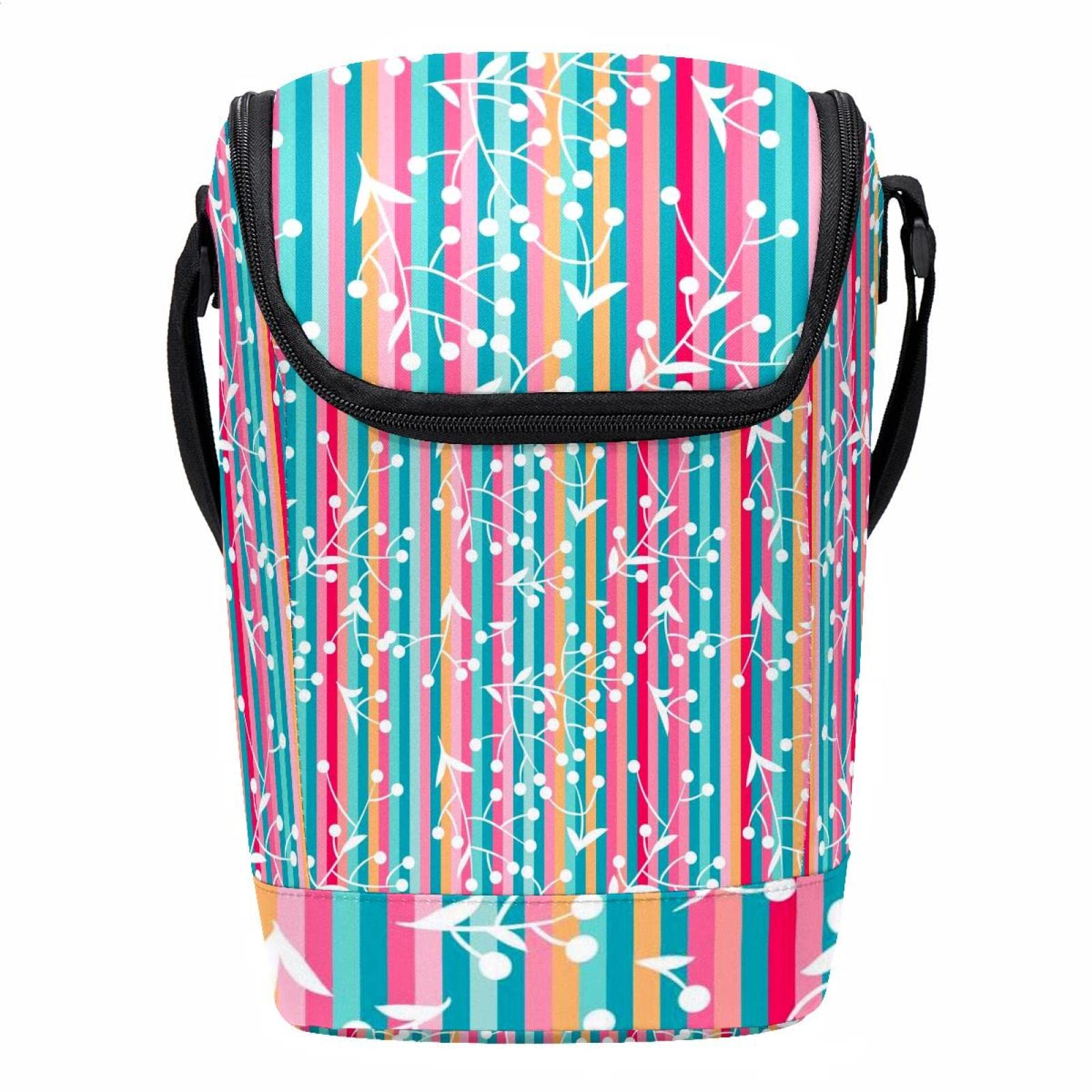 Fiambrera con diseño de hojas bolsa térmica porta alimentos con cinta ajustable para niños