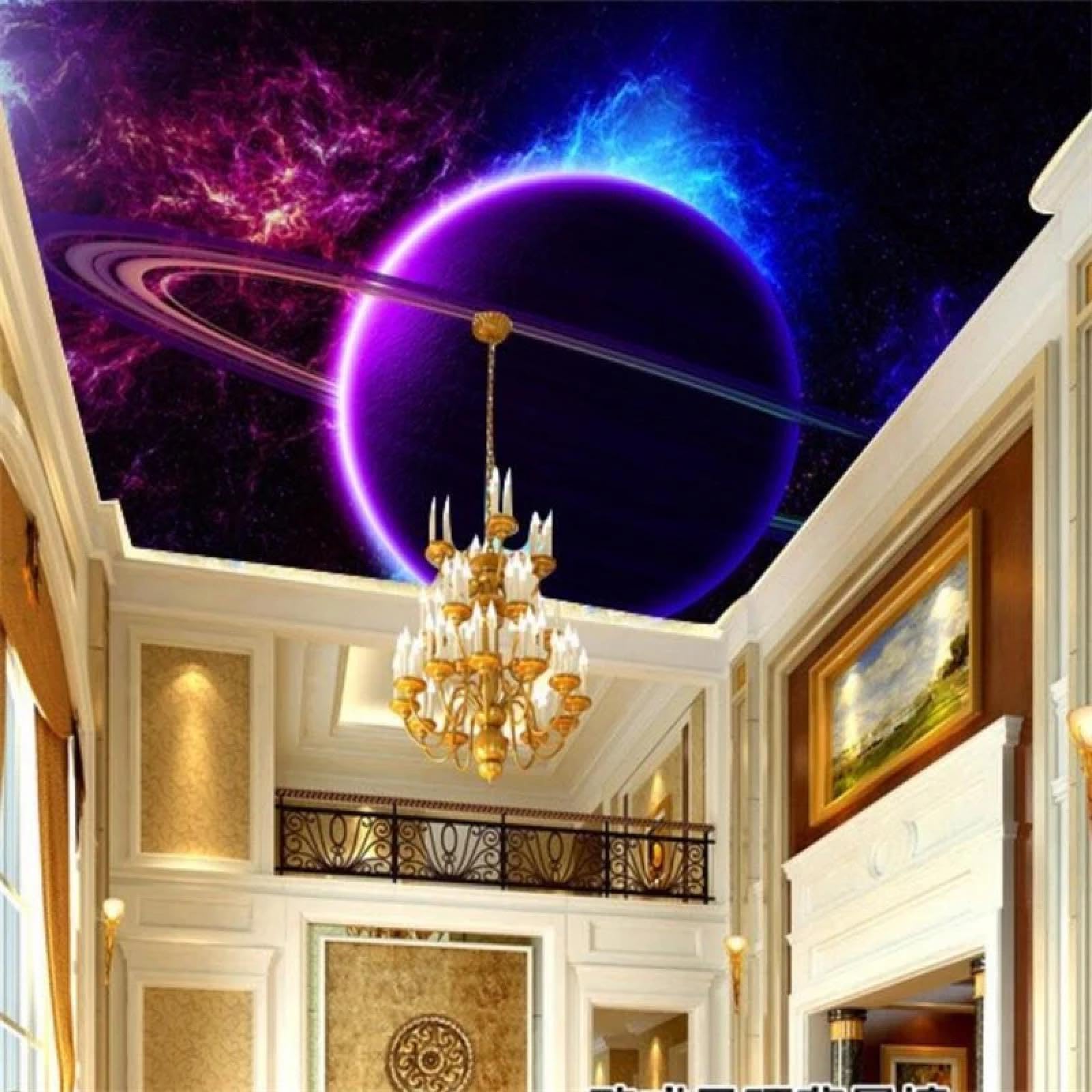 Papier peint mural 3D plafond ELOIR planète flamme autocollant chambre