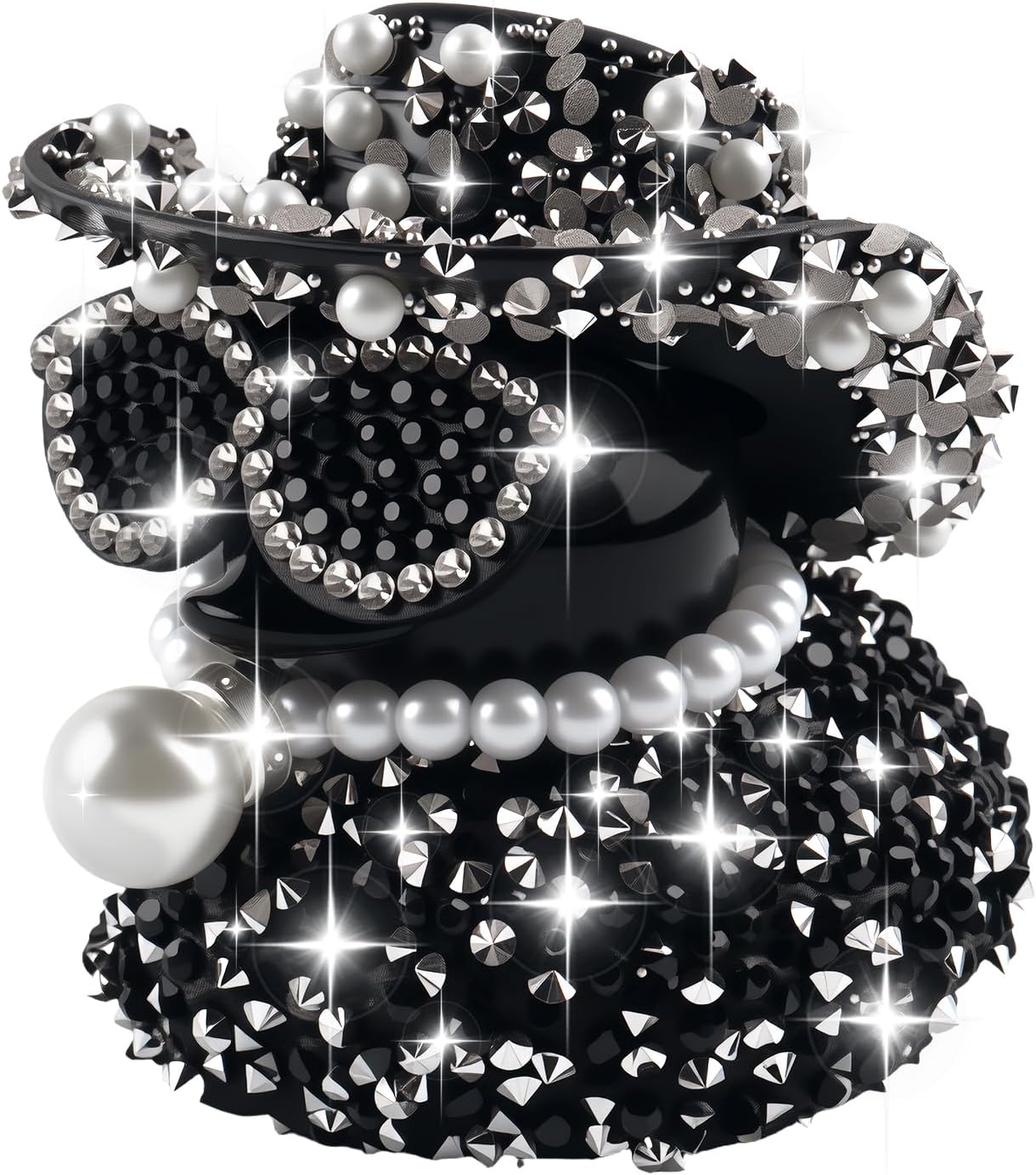 Bling Black Car Dashboard Duck Ornaments with Rhinestones