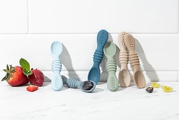 Sperric Baby Spoons - 6+ Months, Self Feeding, BPA Free Teething Spoons, Blue