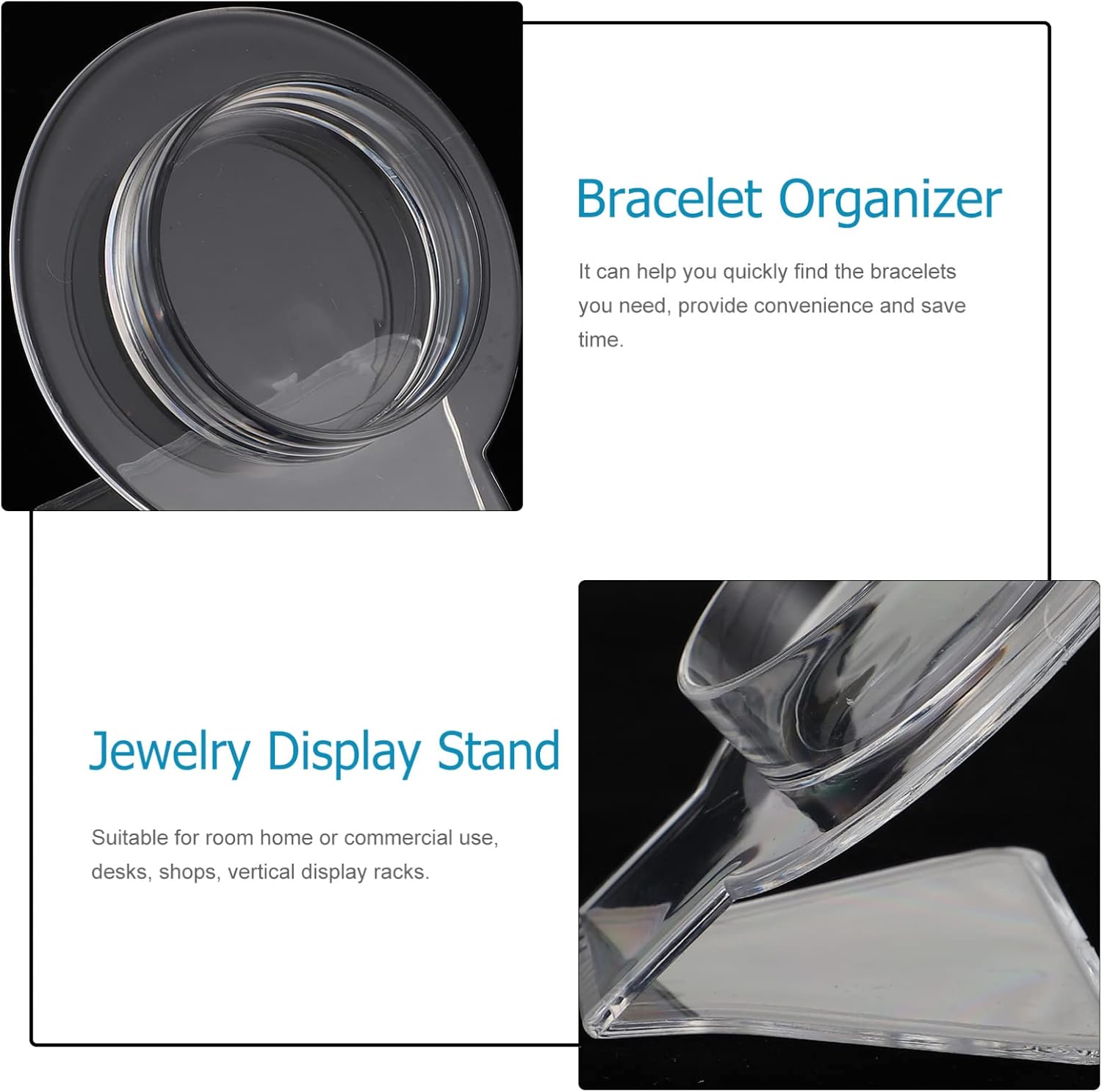 Jewelry Holder Stand Bracelet Display Stand Jewelry Organizer: Transparent Acrylic Bracelet Holder Rack Watch Bracelet Showcase for Home Store Necklace Display Stand