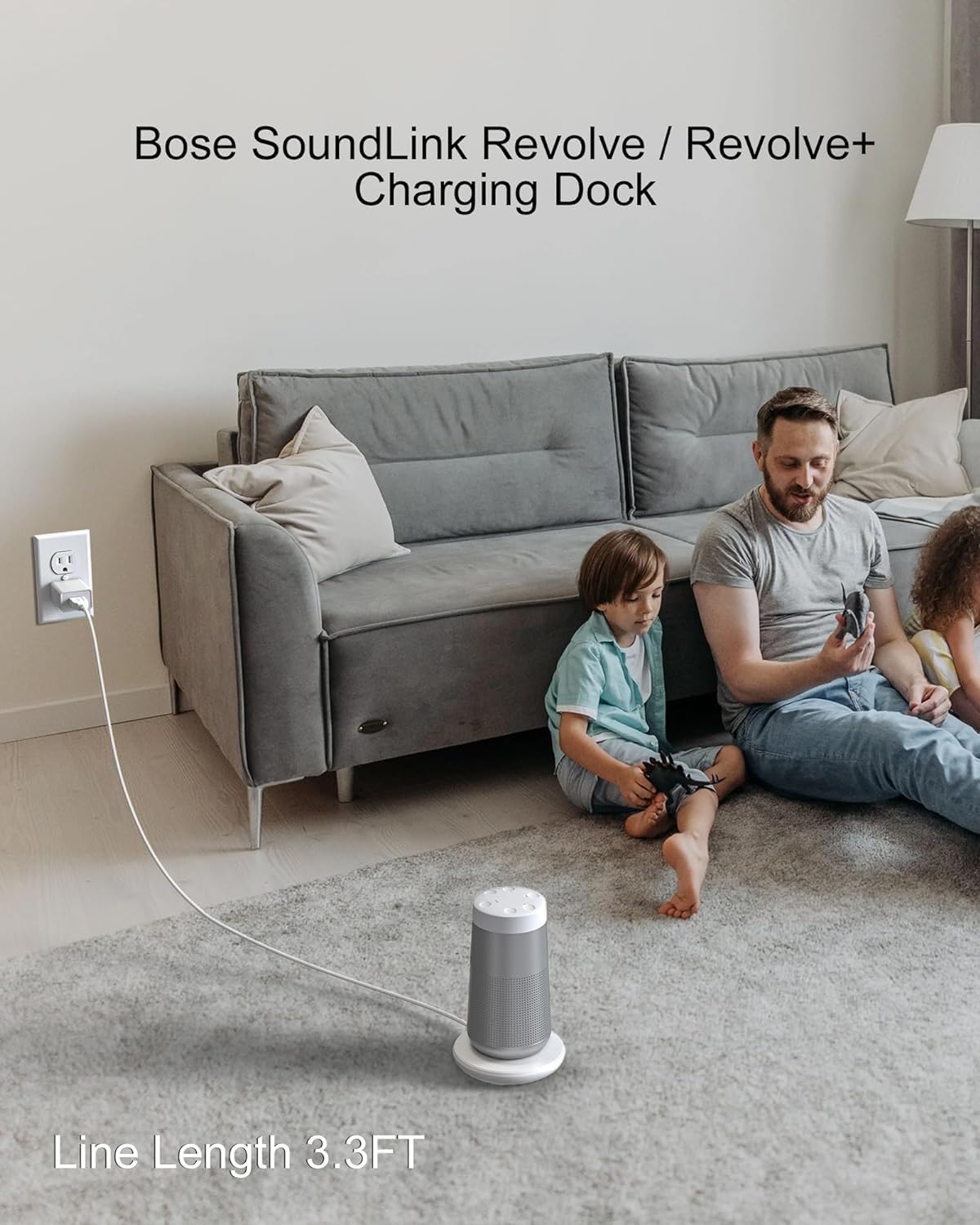 Charging Dock for Bose Speakers - Revolve, Revolve+ (Series II), Plus 2 - Includes Plug & Micro USB Cable, Silver - Image 3