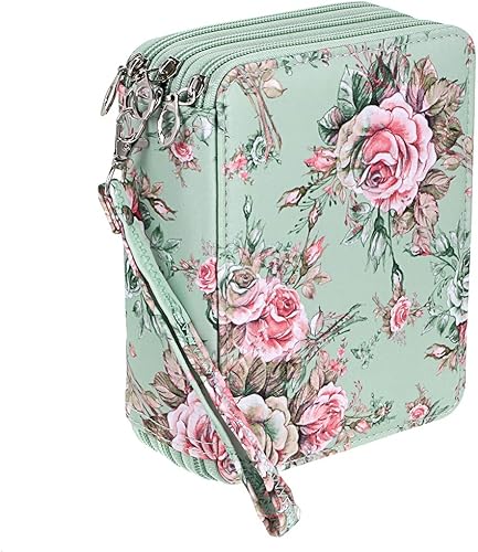 BTSKY Estuche de lona con cremallera, 72 ranuras, prácticos portalápices con patrón de impresión para lápices de acuarela Prismacolor, lápices de