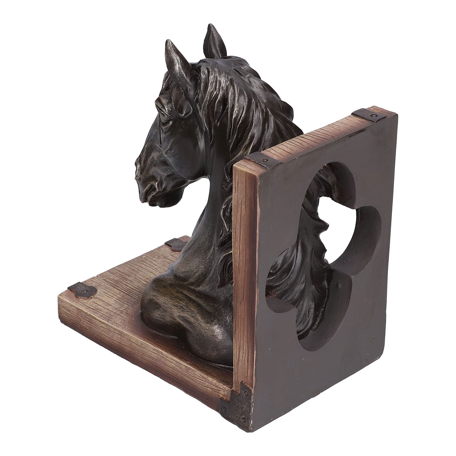 Serre-Livres de Cheval, Sculpture de tête de Cheval Durable Stable Portable Exquis pour Anniversaire pour la Maison pour Le Bureau(BS20900 Cheval de Bronze (Simple))