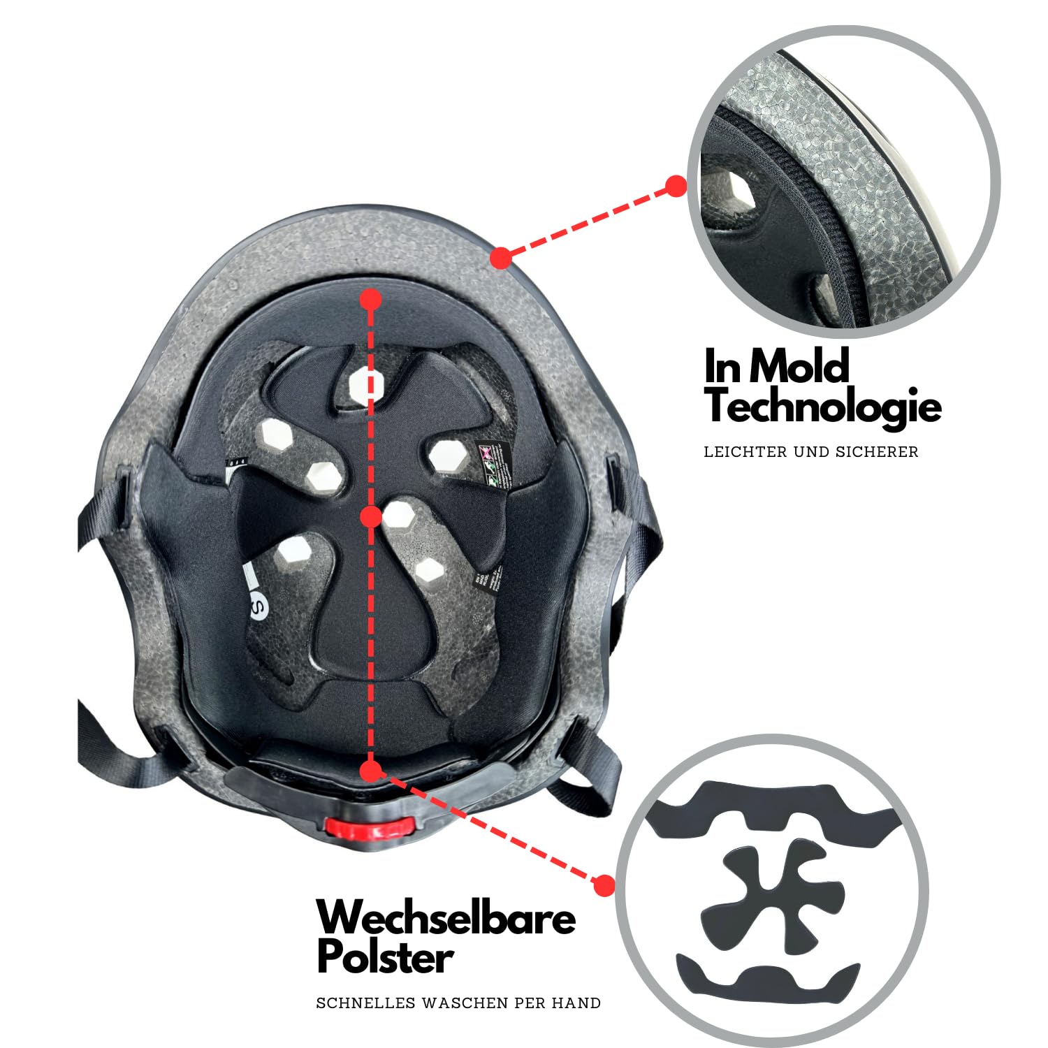 Rugged Leichter Inmold Helm I Grössenverstellbar I Magnetverschluss I belüftet für Stunt-Scooter I Skateboard I Inlineskates I Fahrrad I BMX I Dirt I E-Scooter