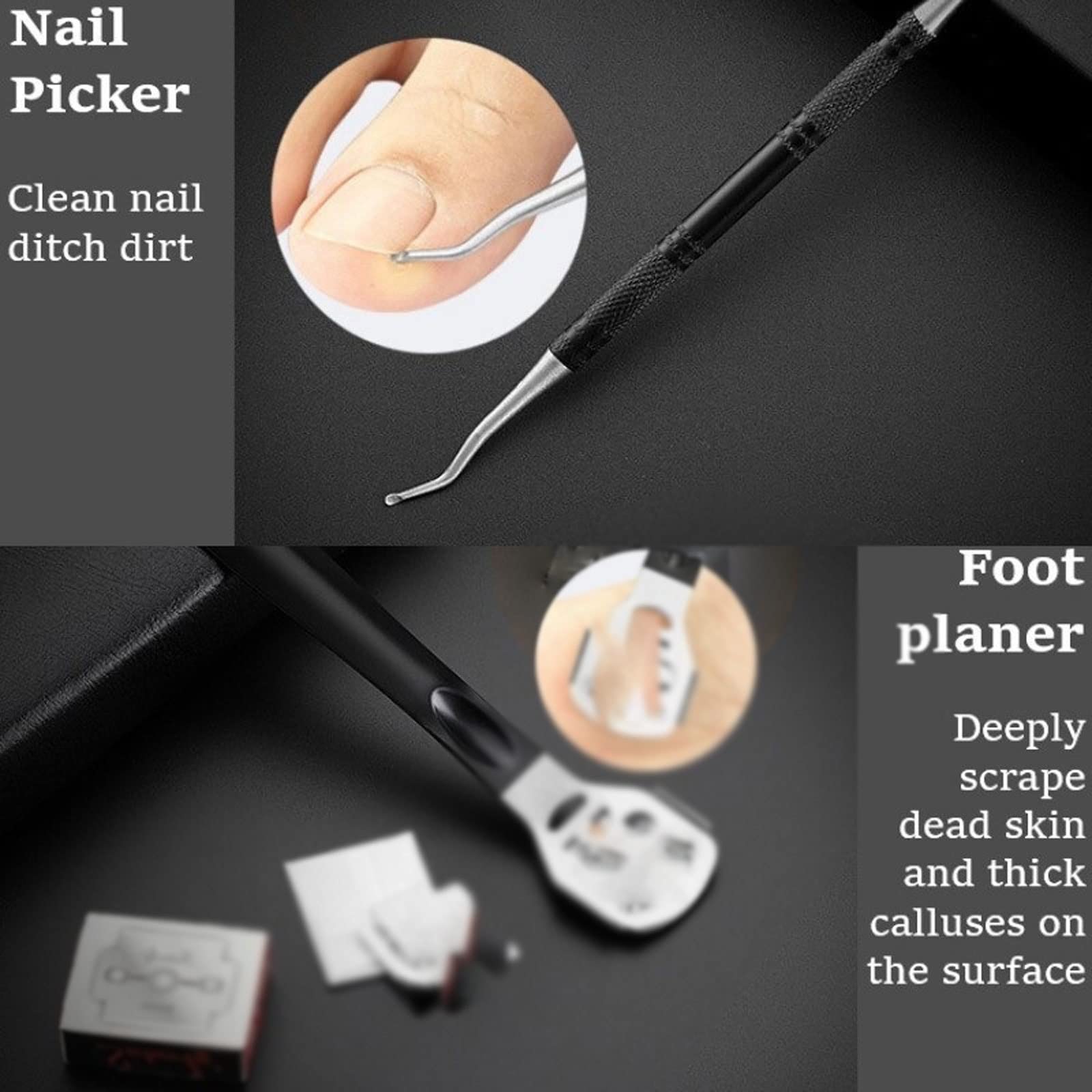 JINGYAN Cortaúñas Conjunto de tijeras pedicura corte uñas profesional gancho águila acero inoxidable Manicura portátil Nail Clipper Herramienta herramientas(Pink)