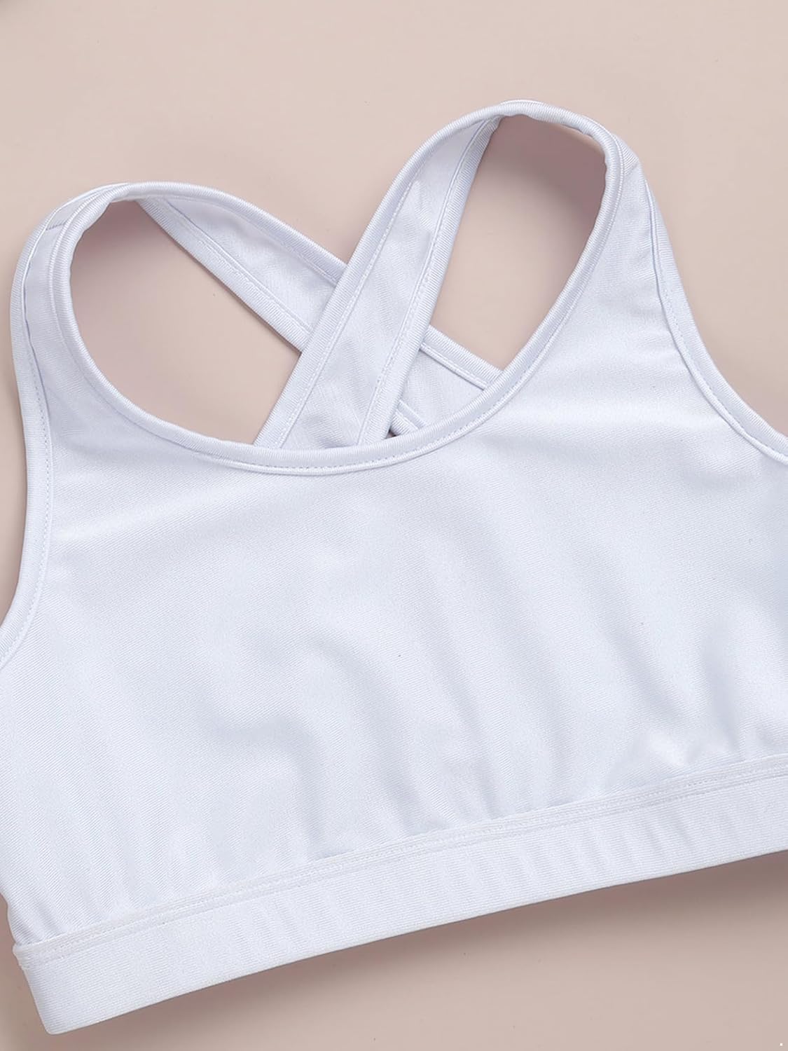 Kids Girls Sports Bras Crisscross Keyhole Back Crop Top Training Bra for Gymnastics Dance Workout