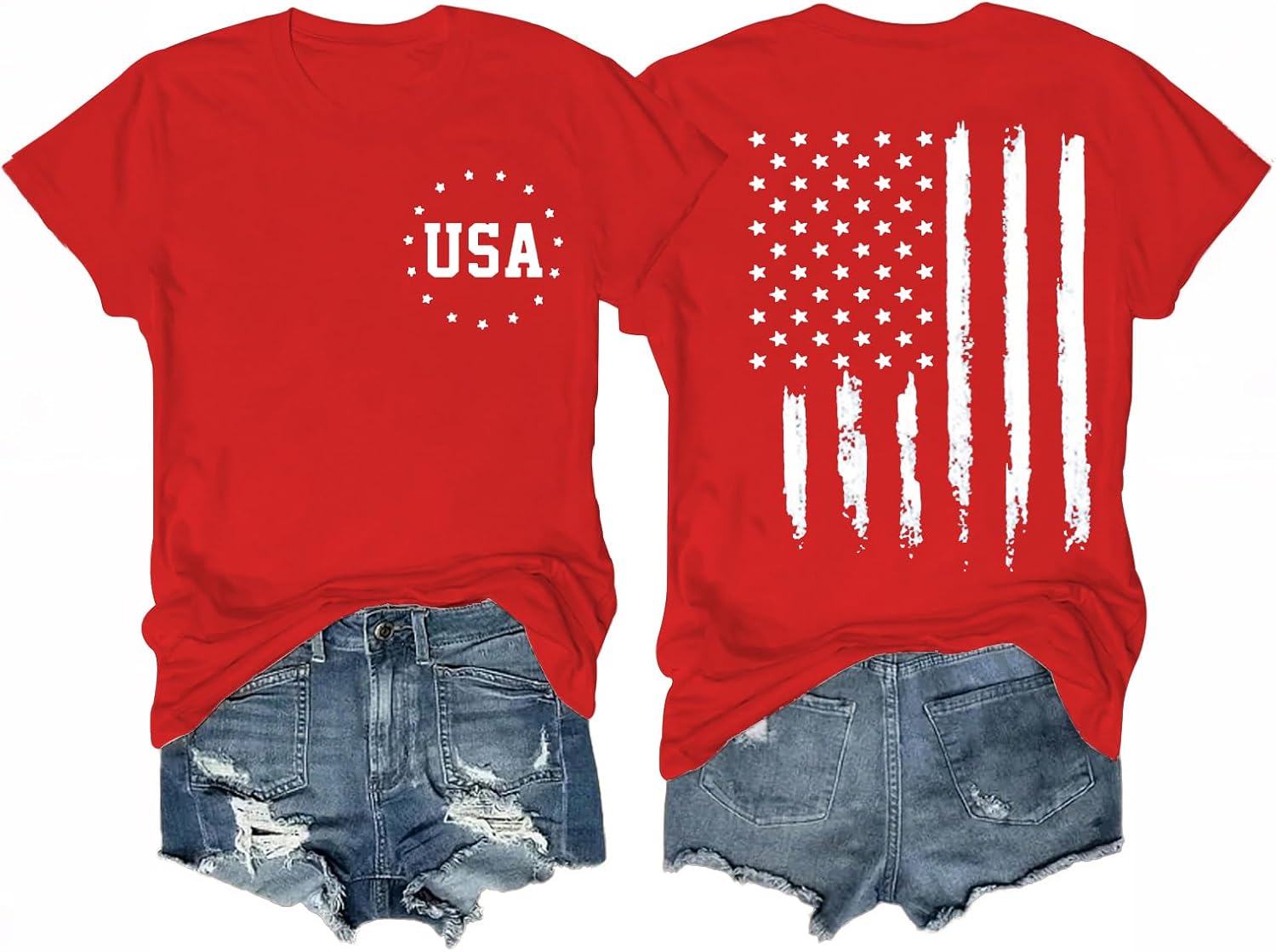 Women's 4th of July Outfits USA Shirts Patriotic Tops American Flag Tees