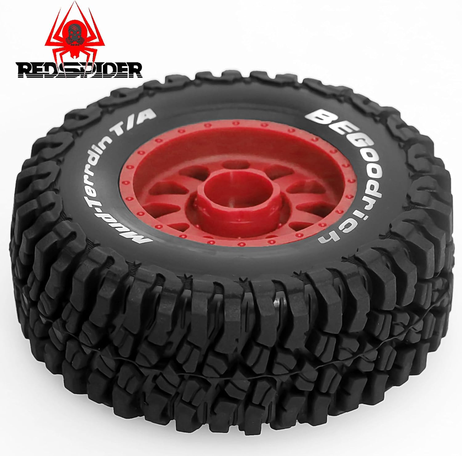 4PCS Rubber Tire Wheel Tyre 70x27mm Hex Hub 12mm RC Replacement Parts for ARRMA Mojave MJX 14211 JJRC HBX 1/14 1/16 RC Car (Red)