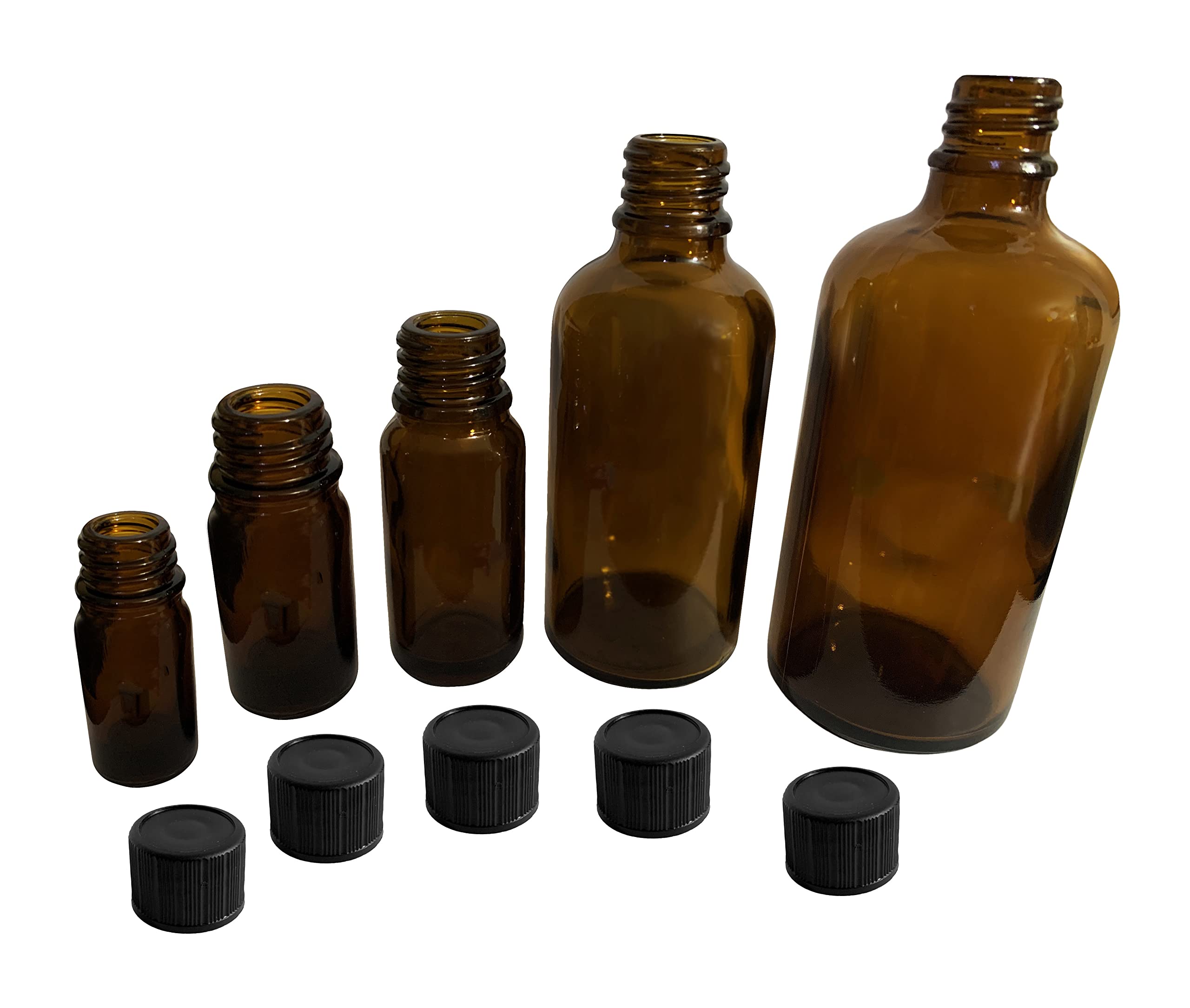 Set de 30 botellas de vidrio (20 ml) con tapón de rosca negro