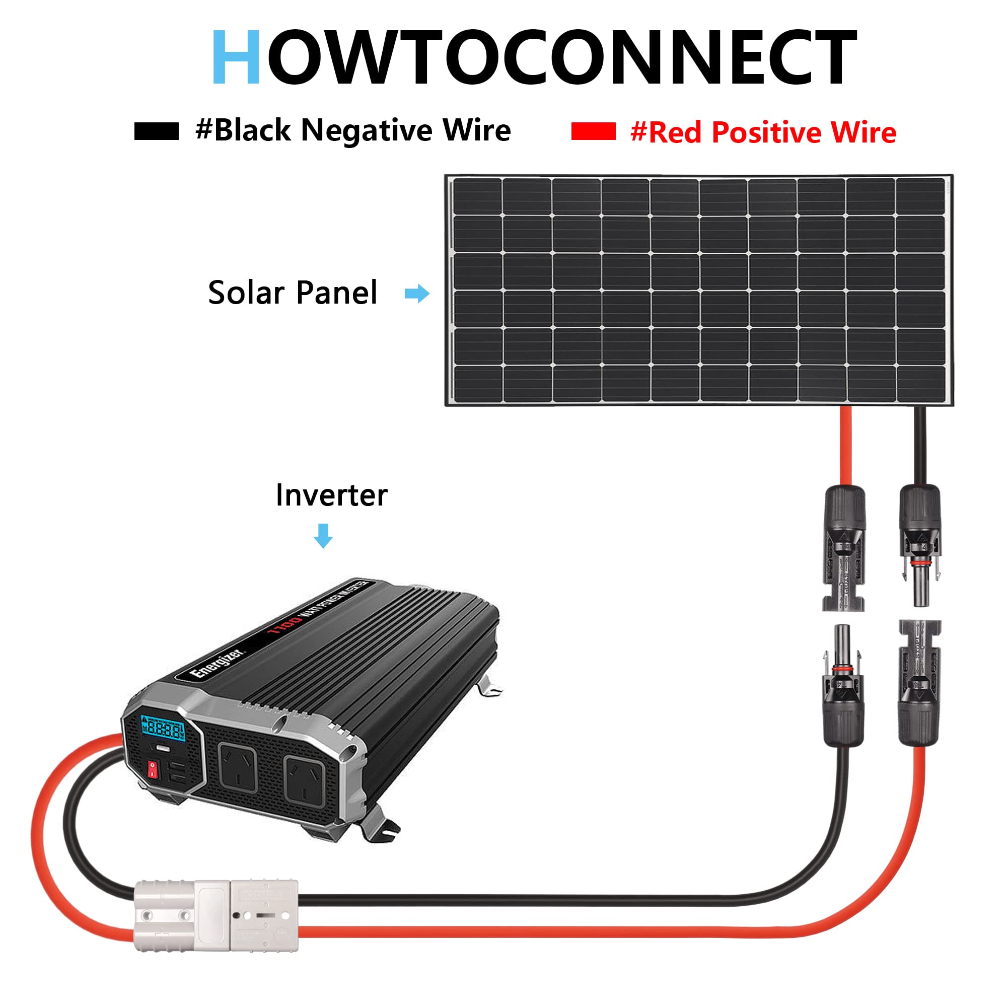 CERRXIAN 10AWG Conector de panel solar a 50A/600V Cable de conversión de conector de batería, Cable fotovoltaico certificado por TUV, Adecuado para paquete de batería solar, inversor y batería