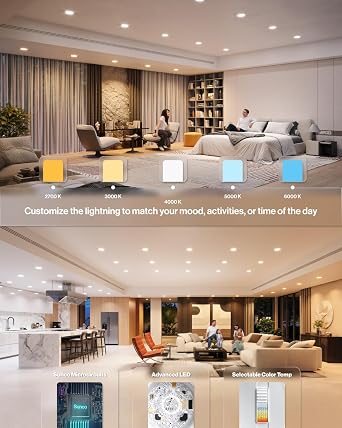 Sunco 12 Pack 6 Inch Retrofit LED Recessed Lights, 5CCT, 17W120W Dimmable