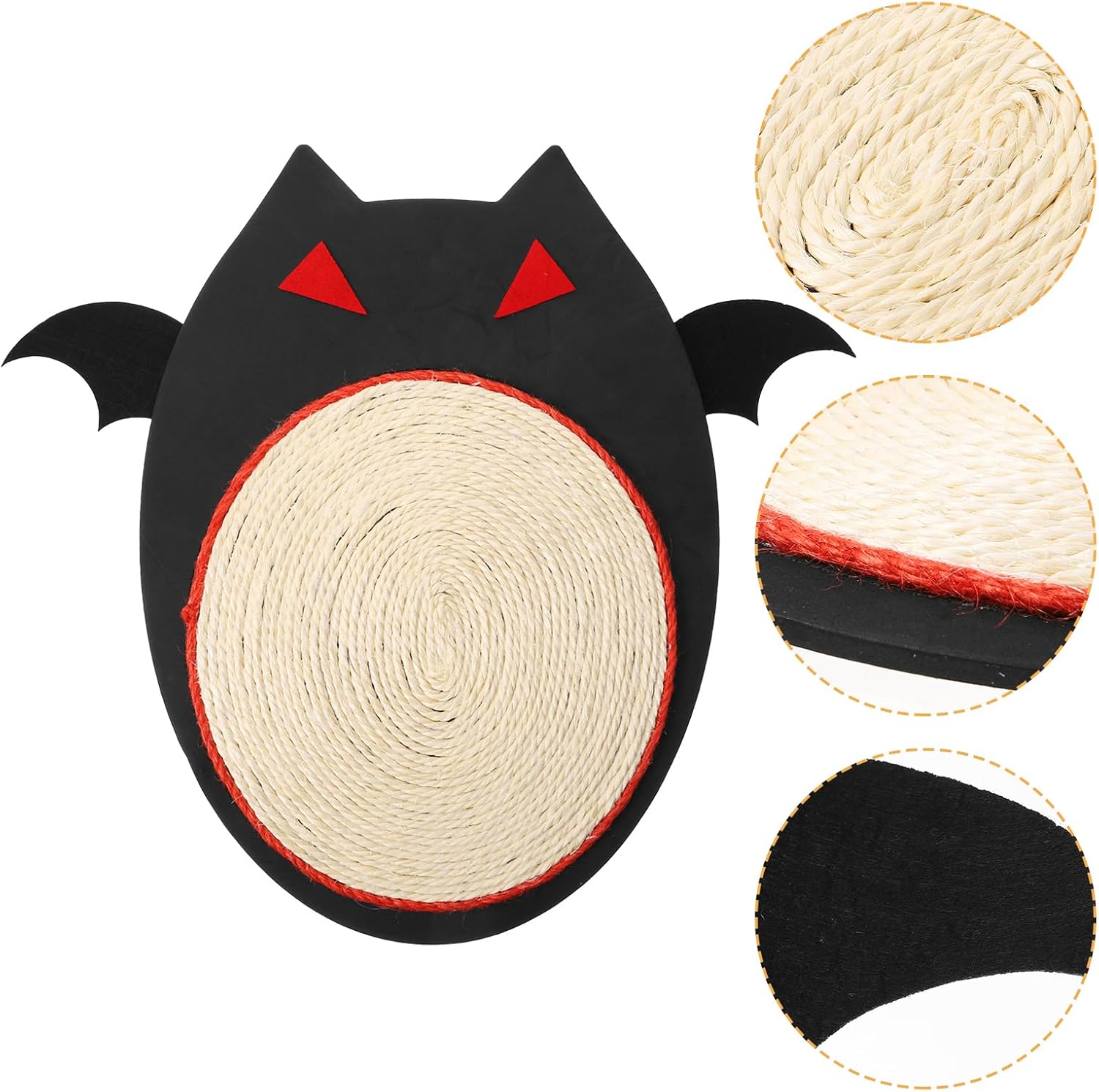 review POPETPOP Bat Cat Scratcher Toy - Halloween Bat Cat Scratching Mat, Natural Sisal Mat, Cat Scratcher Pad, Pet Halloween Supplies, Cardboard Cat House