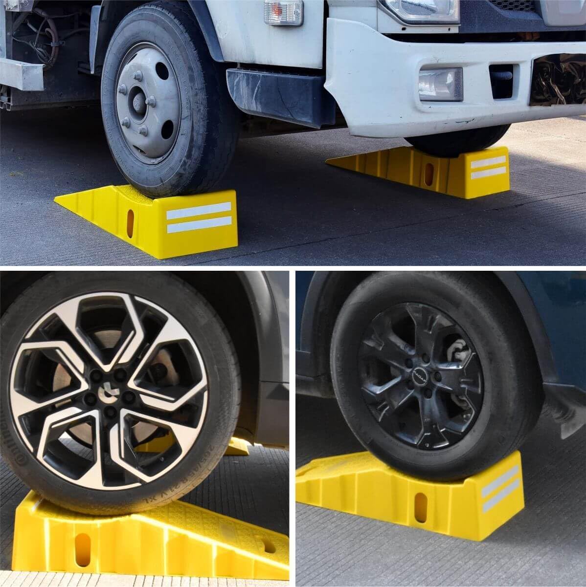2Pack 6″ Yellow Lift Car Ramps - 10,000 lbs Capacity per Pair, Non-Slip Surface with Reflectors,Vehicle Service Ramps for Maintenance, Oil Changes, and Repairs