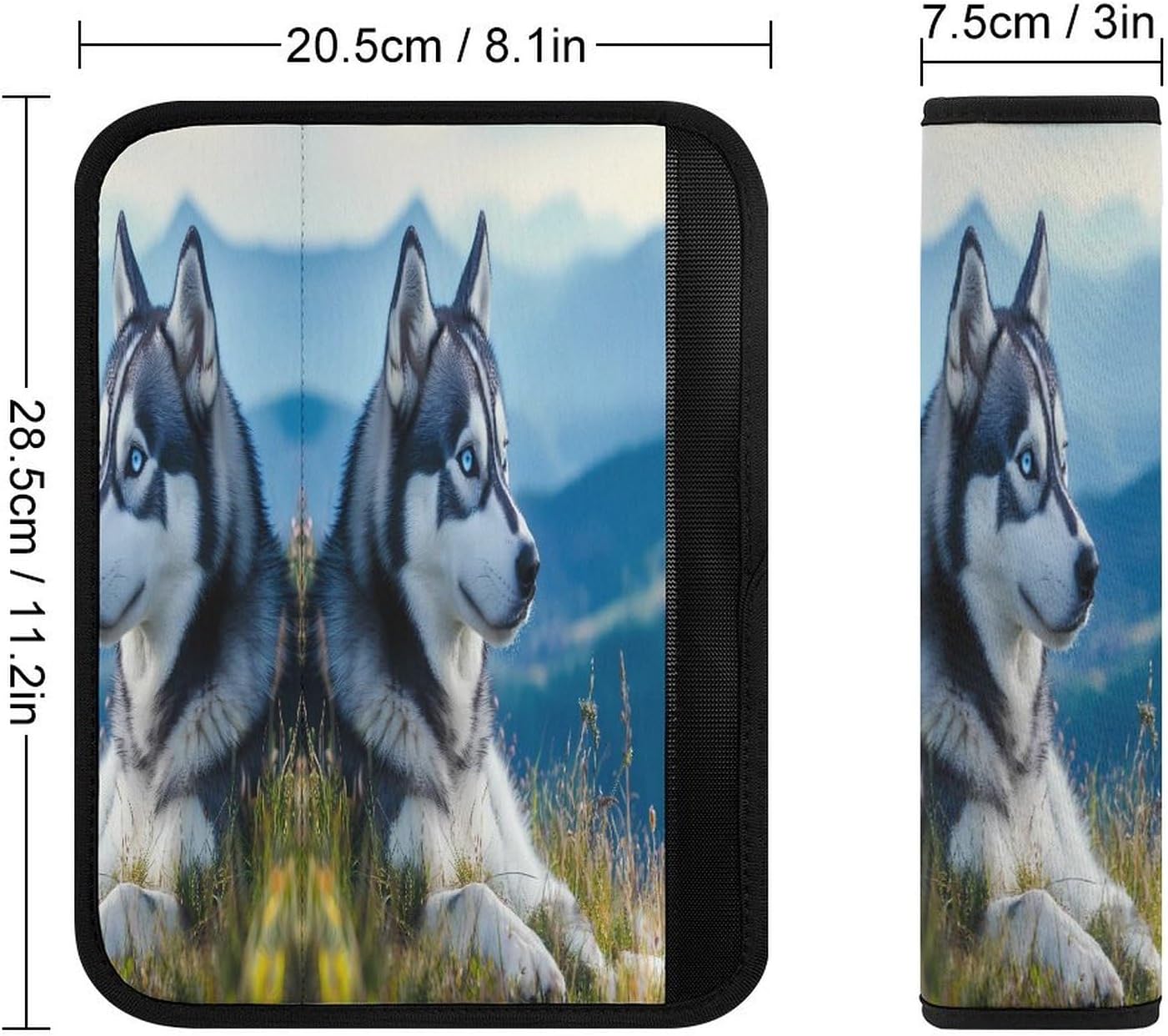 Alaskan Husky Print Car Seat Strap Covers Soft Seat Strap Shoulder Pads Seatbelt Covers for All Car Seats 2PCS