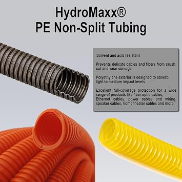 Flexible Polyethylene LDPE NON-Split Corrugated Wire Loom Tubing (2 Dia. x 100 ft, Black)