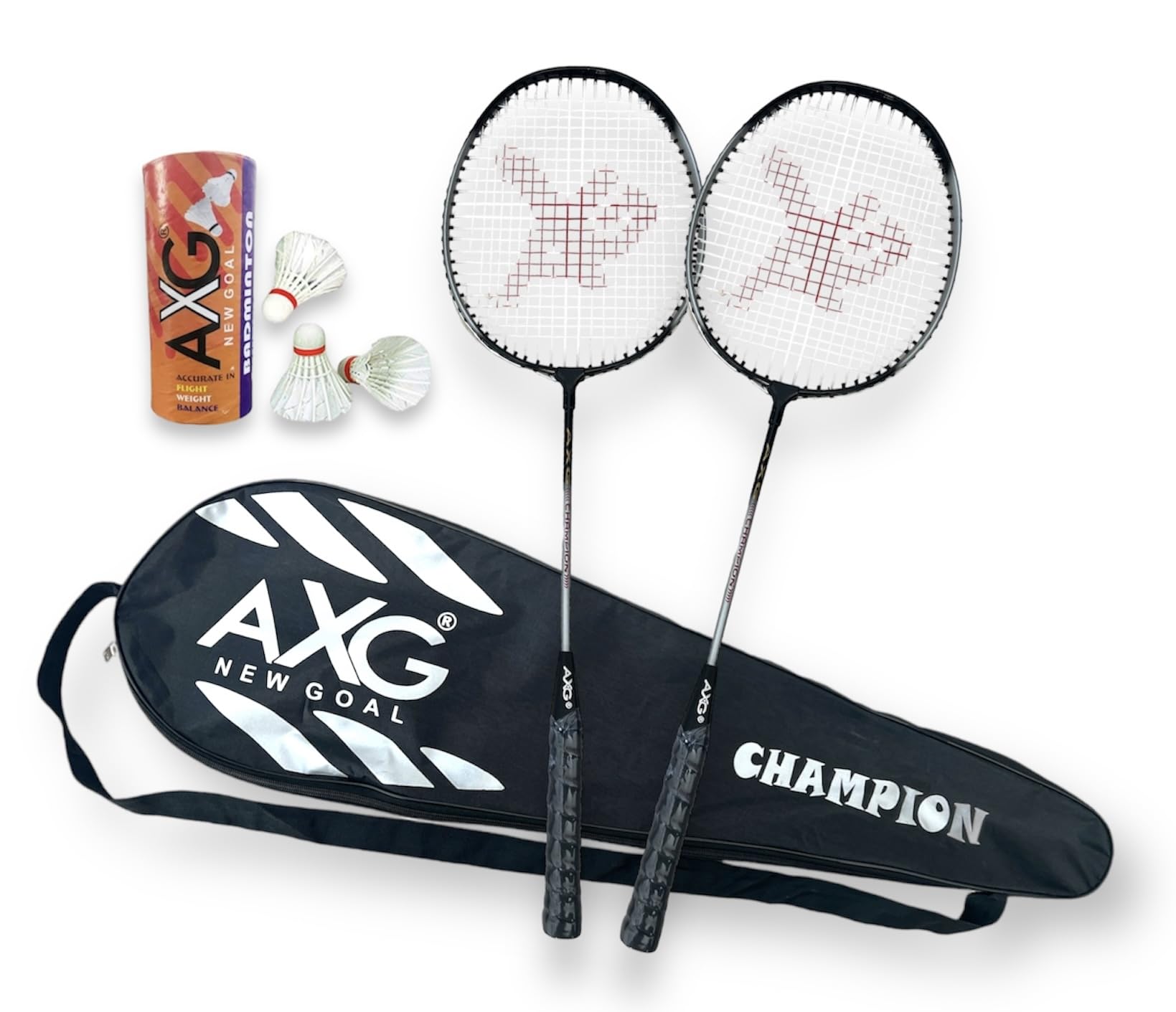 Isometric Champion Tenacious Wide Body with Feather Shuttles & Cover Badminton Kit (Black)