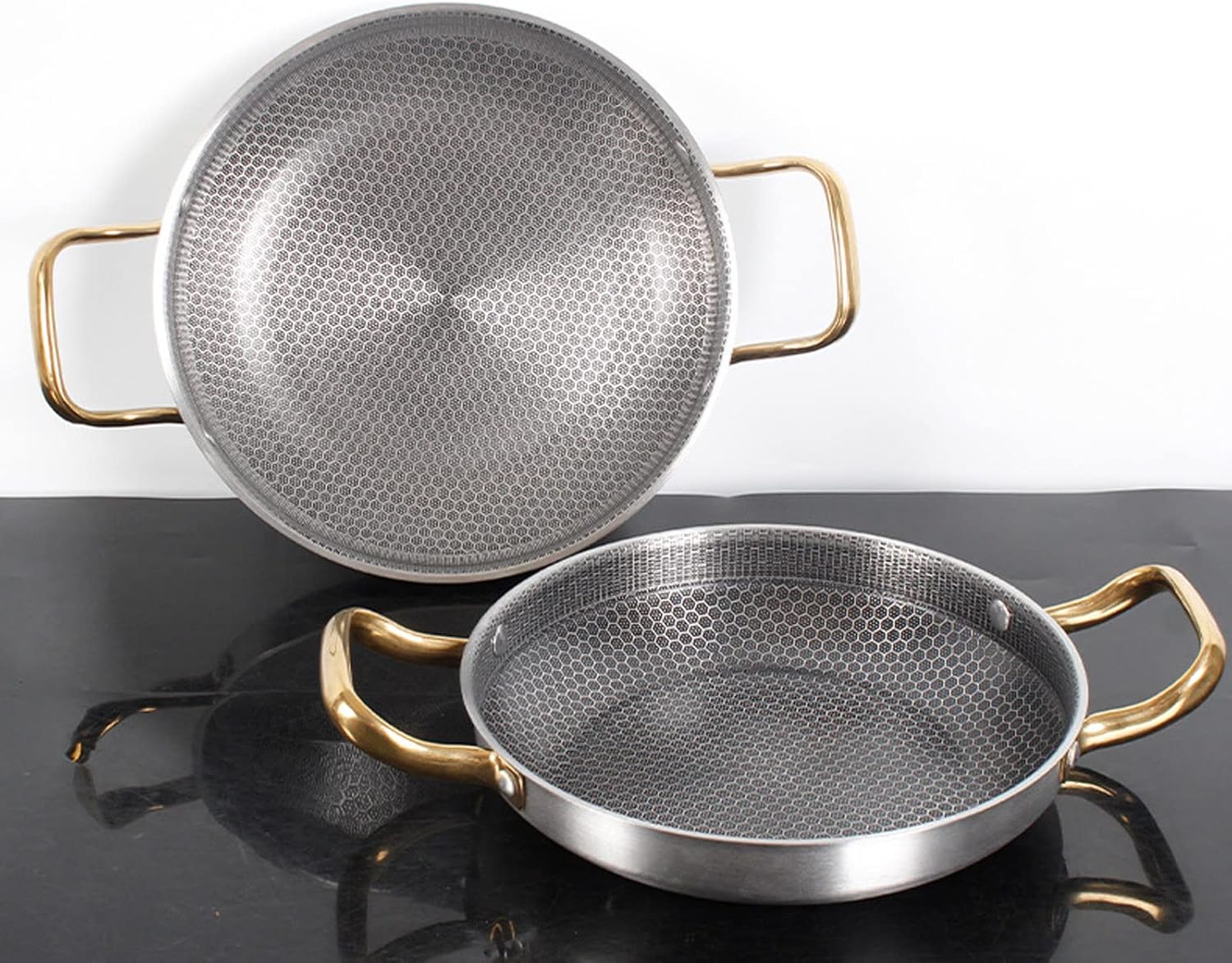 Pots, Stainless Steel Double Ears Pan,Spanish Paella Pan, Stainless Steel Honedry Pot Lobster Plate with Dual Handles for Home Restaurant Campioutdoor