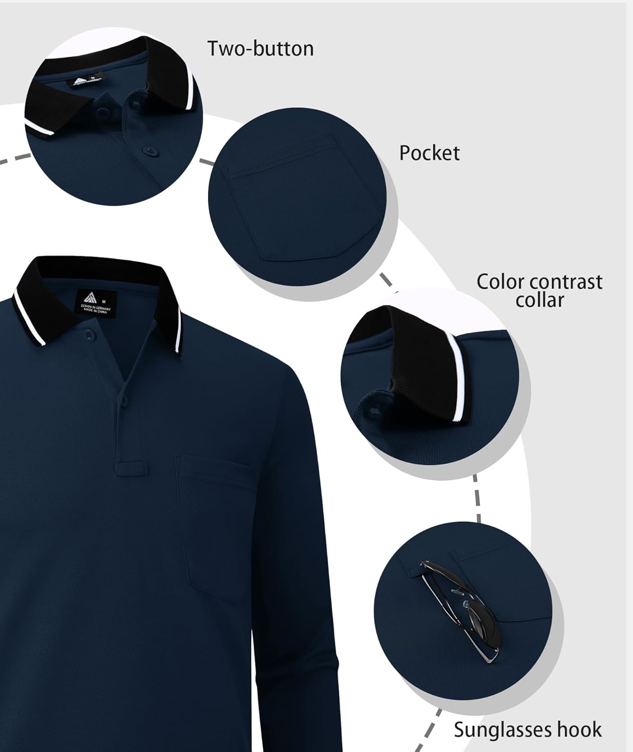 ZITY 3 Pack Men Polo Shirts Long Sleeve with Pocket Golf Shirts Shirts for Men Casual Work Athletic Collared T-Shirts - Image 3