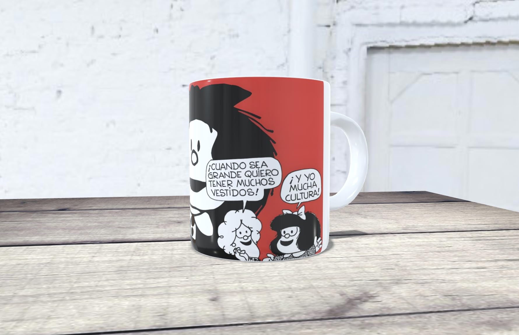 Tazza DrMugCollection Mafalda 'Voliamo Più Alto?' | Ceramica Bianca 350 Ml | Resistente A Microonde E Lavastoviglie