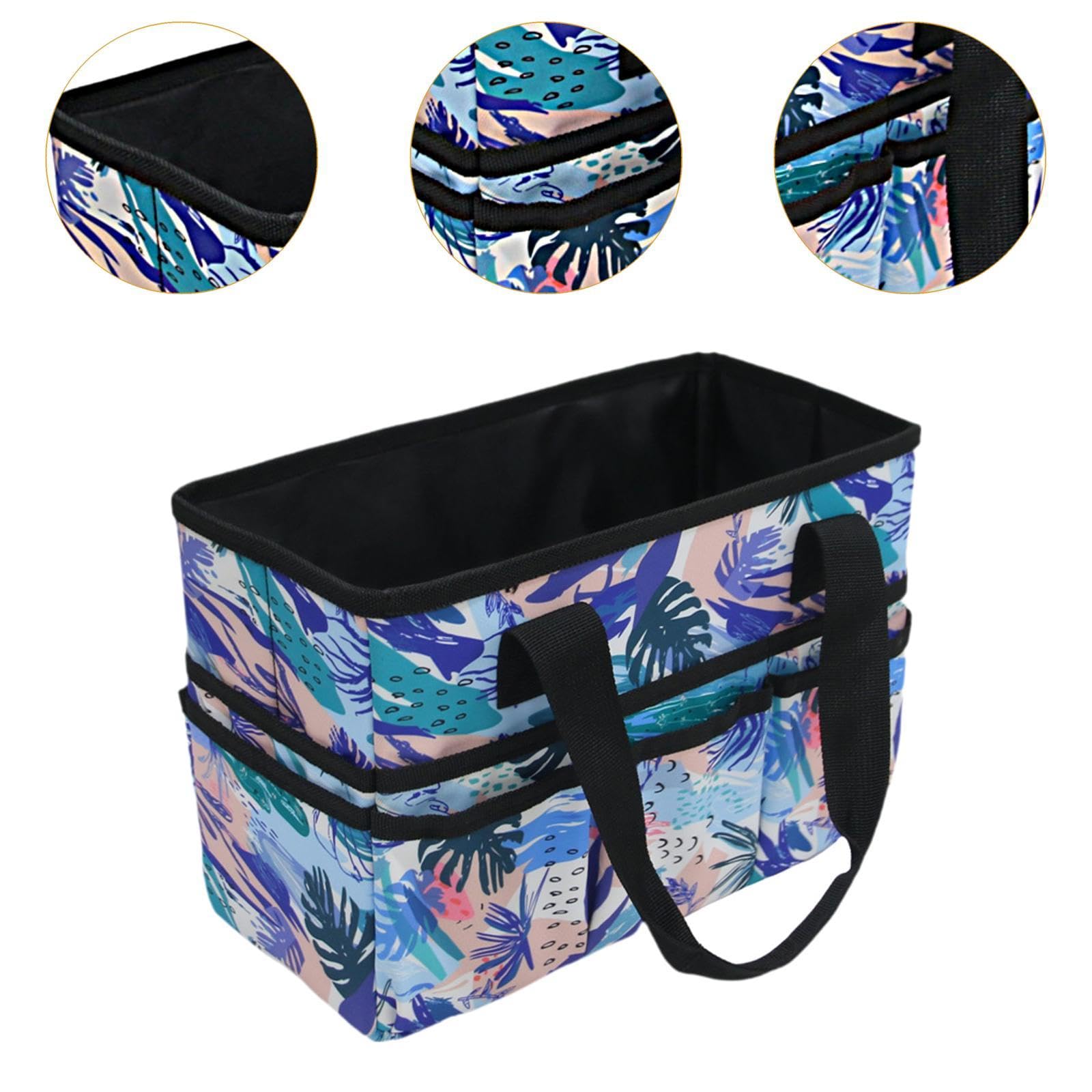 Sac Organisateur Artisanat Boîte Rangement Oxford Légère Poches Séparées pour Matériaux de Couture Maquillage Outils Créatifs Adapté Aux Enseignants A, Noir Blanc