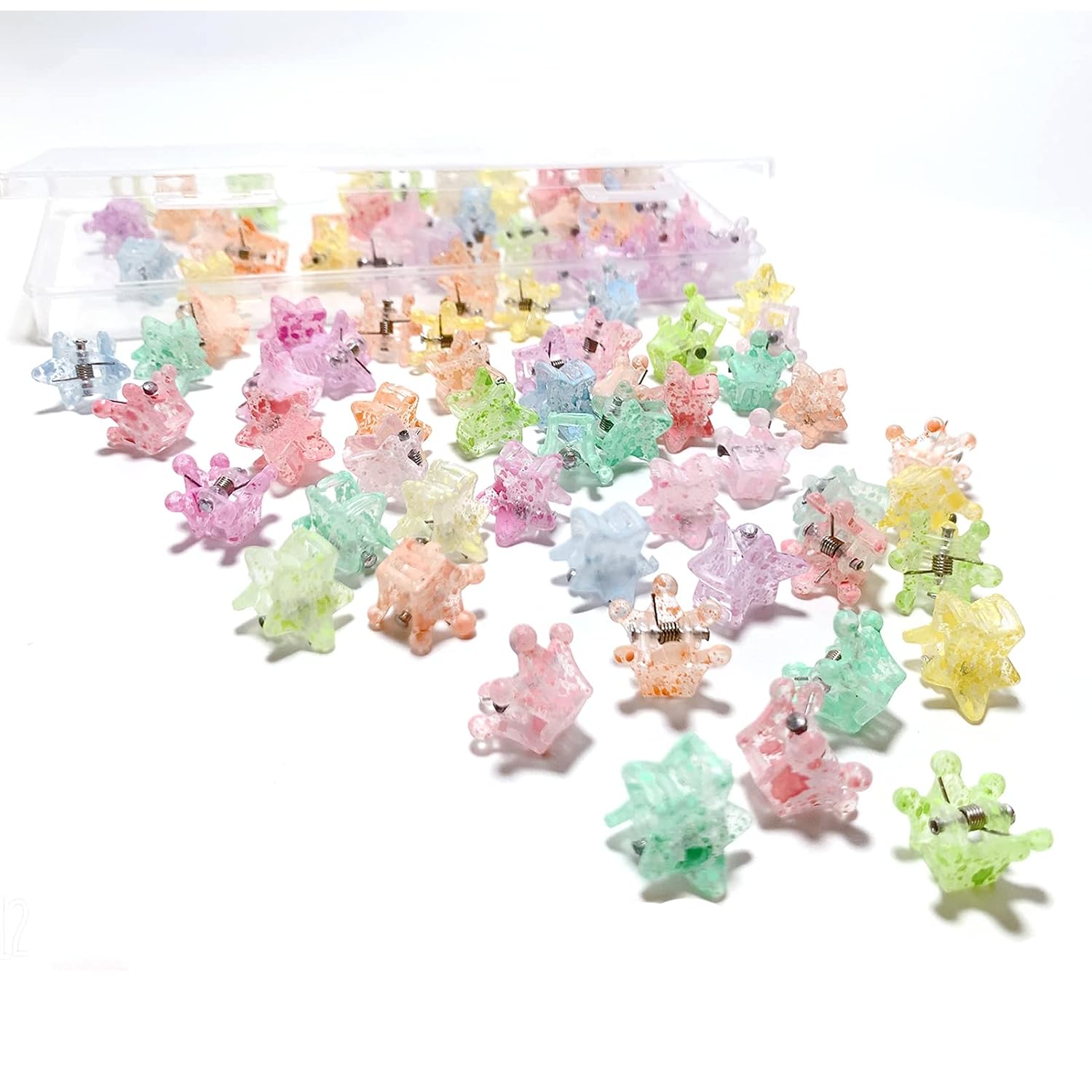 Hair Clip, 90PCS Baby Girl Mini Hair Claw Clips with Small Spot Star & Cute Crown Designs, Hair Bangs Pins Barrettes Accessory for Toddler School Girls Kids Teens, Random Colors