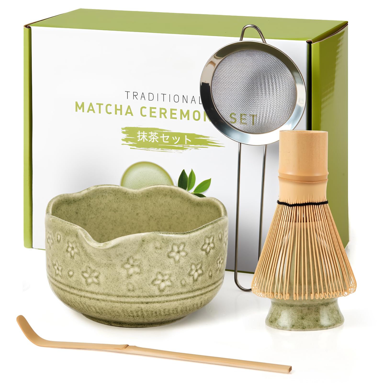 5Pcs Matcha Whisk Set 18OZ Bowl With Spout Japanese Ceremony Matcha Whisks Kit 100 Natural Bamboo Whisk Ceramic