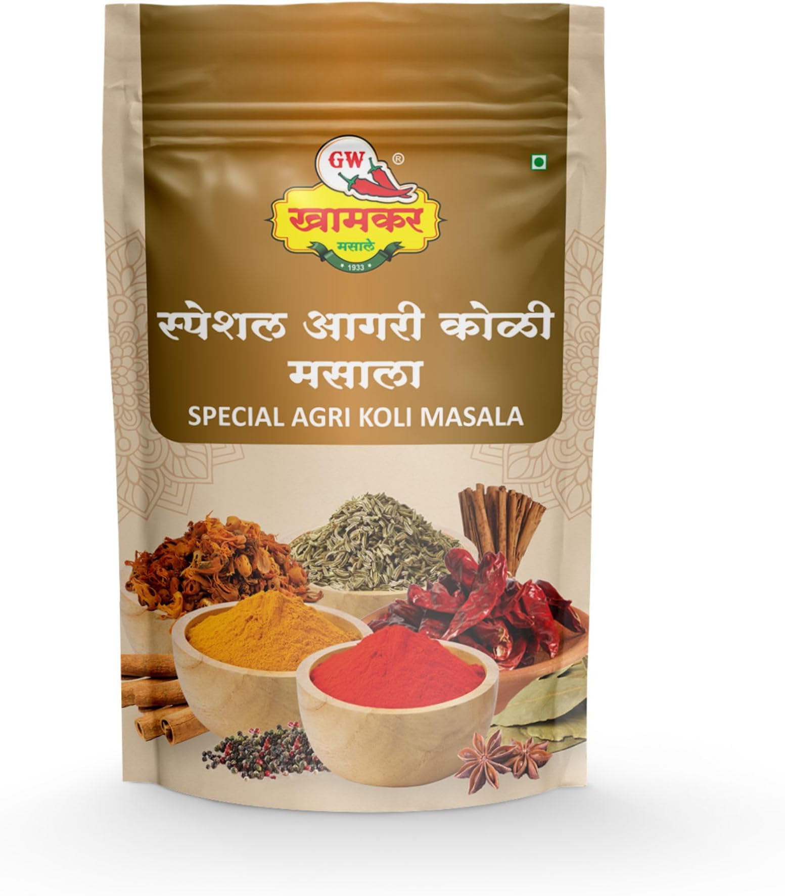 GW Khamkar SPL Agri Koli Masala | Authentic Coastal Maharashtrian Blend | Cold Pressed | All-in-One Masala For Curries & Fry | Traditional secret recipe | For Veg & Non-Veg Dishes | Handcrafted Coastal Authentic Taste | No Artificial colour and Preservatives | Pack Of 1 - 1 KG