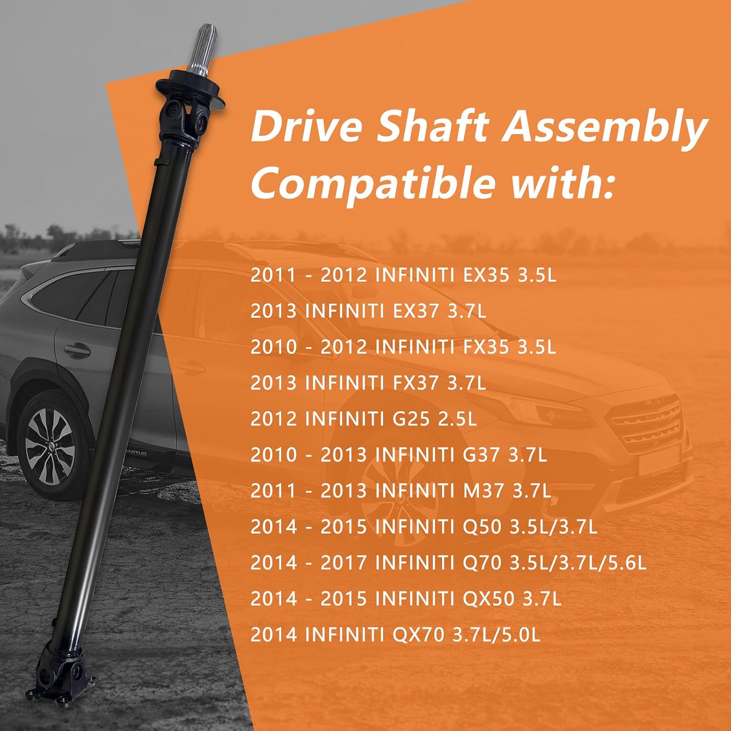 Front Drive Shaft Propshaft Assembly Compatible with 2010-2017 INFINITI EX35 EX37 FX35 FX37 G25 G37 M37 Q50 Q70 QX50 QX70 AWD, Steel Prop Shaft Driveshaft Replace OE# 37200-1CA1A 372001CA1A 938-321