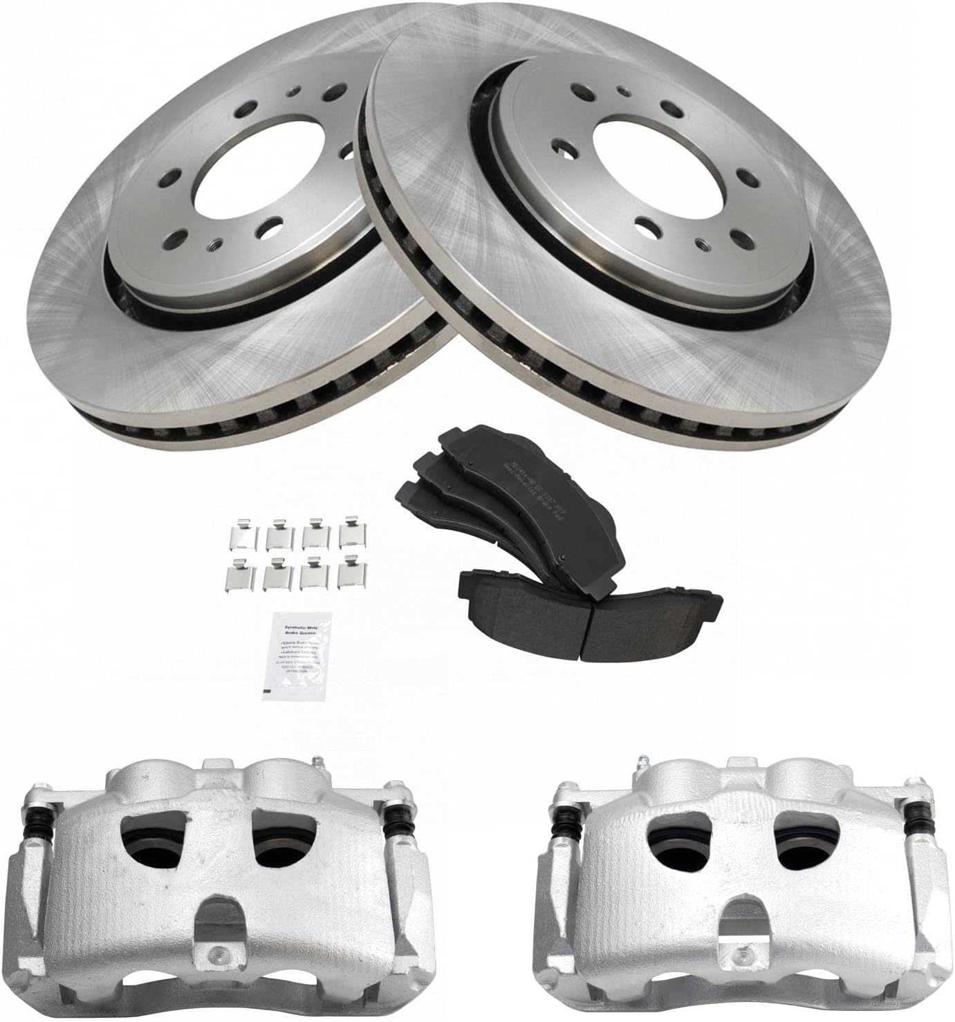 TRQ Front Brake Pad & Rotor Kit Brake Caliper Brake Pads Brake Rotor Semi-Metallic Compatible with 2010-2017 Ford Expedition 2010-2011 F-150 2011-2017 Lincoln Navigator