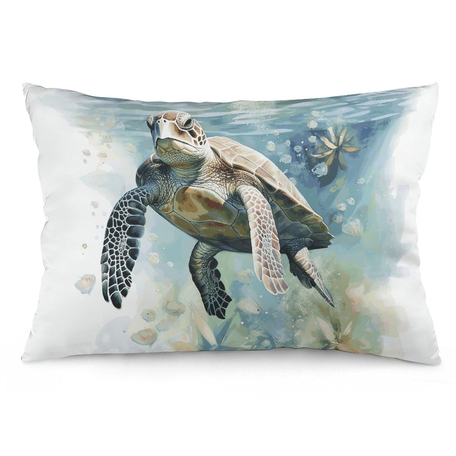 2 Pack Decoration Throw Pillow Covers 16 "x24 " Pillowcases Covers Watercolor Painting of Sea Turtle Swimming in The Sea Pillowcases Modern Farmhouse Home Decor Sofa Cushions Covers for Couch Bed Livi