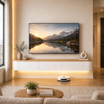 Solid Wood Floating TV Stand Wall Mounted TV Cabinet Entertainment Cente