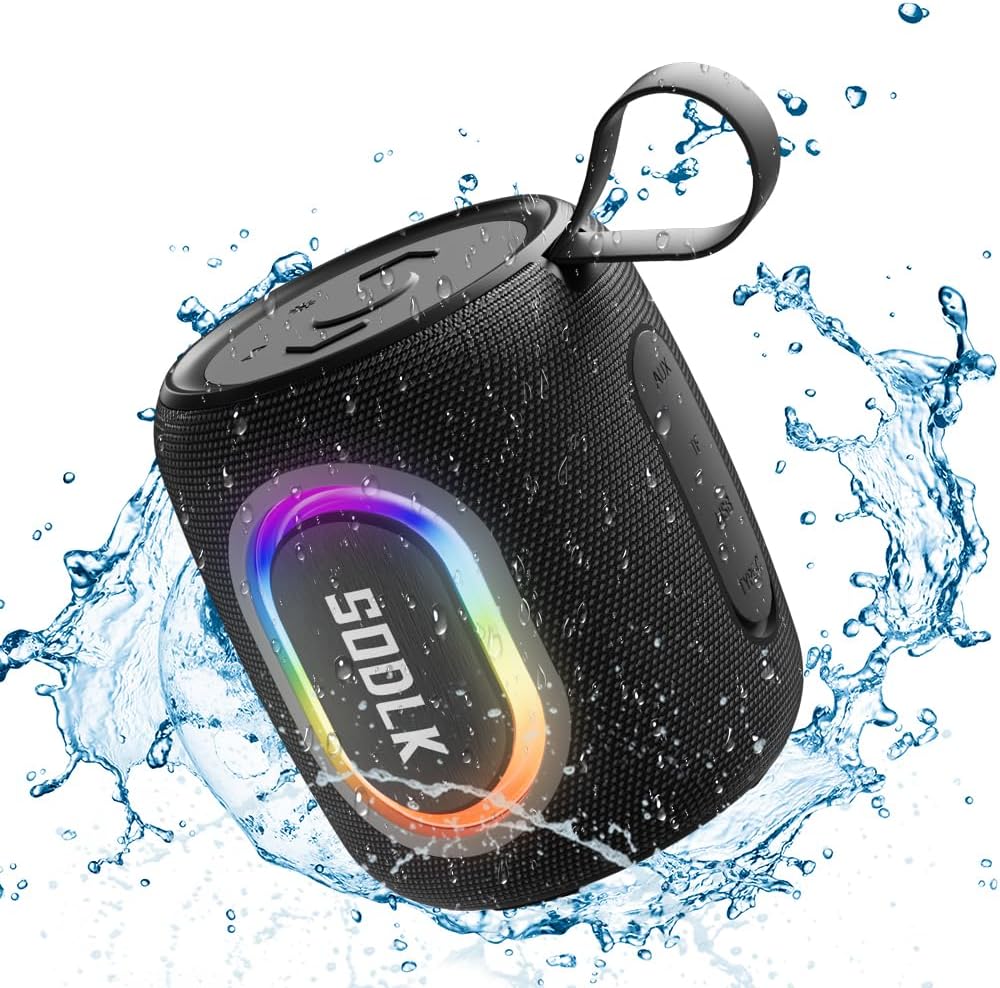 Bluetooth Speakers, Wireless Portable Speaker with RGB Party Light, IPX7 Waterproof, Rich Bass, Stereo Dual Pairing, USB & TF Card & AUX Input (Black) Bluetooth Speakers, Wireless Portable Speaker with RGB Party Light, IPX7 Waterproof, Rich Bass, Stereo Dual Pairing, USB & TF Card & AUX Input (Black)