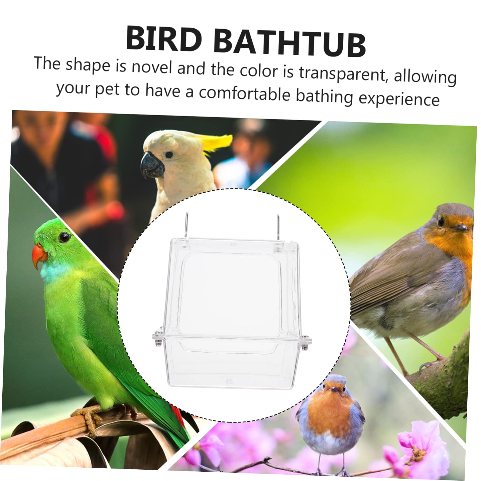 TOYANDONA Acryl Vogelbadewanne zum Aufhängen für Käfig, Auslaufsicher | Papageien Duschbox, Hänge Design, für Papagei und Vogel, Kompakte Käfiglösung