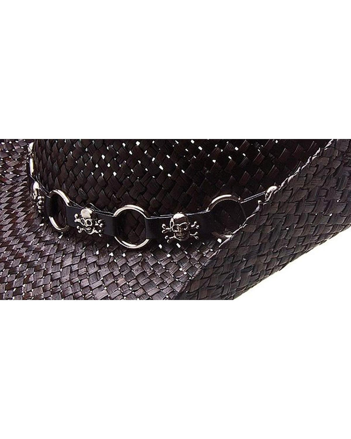 Peter Grimm Ltd Men's Vado Skulls And Rings Hat Band Straw Cowboy Black One Size