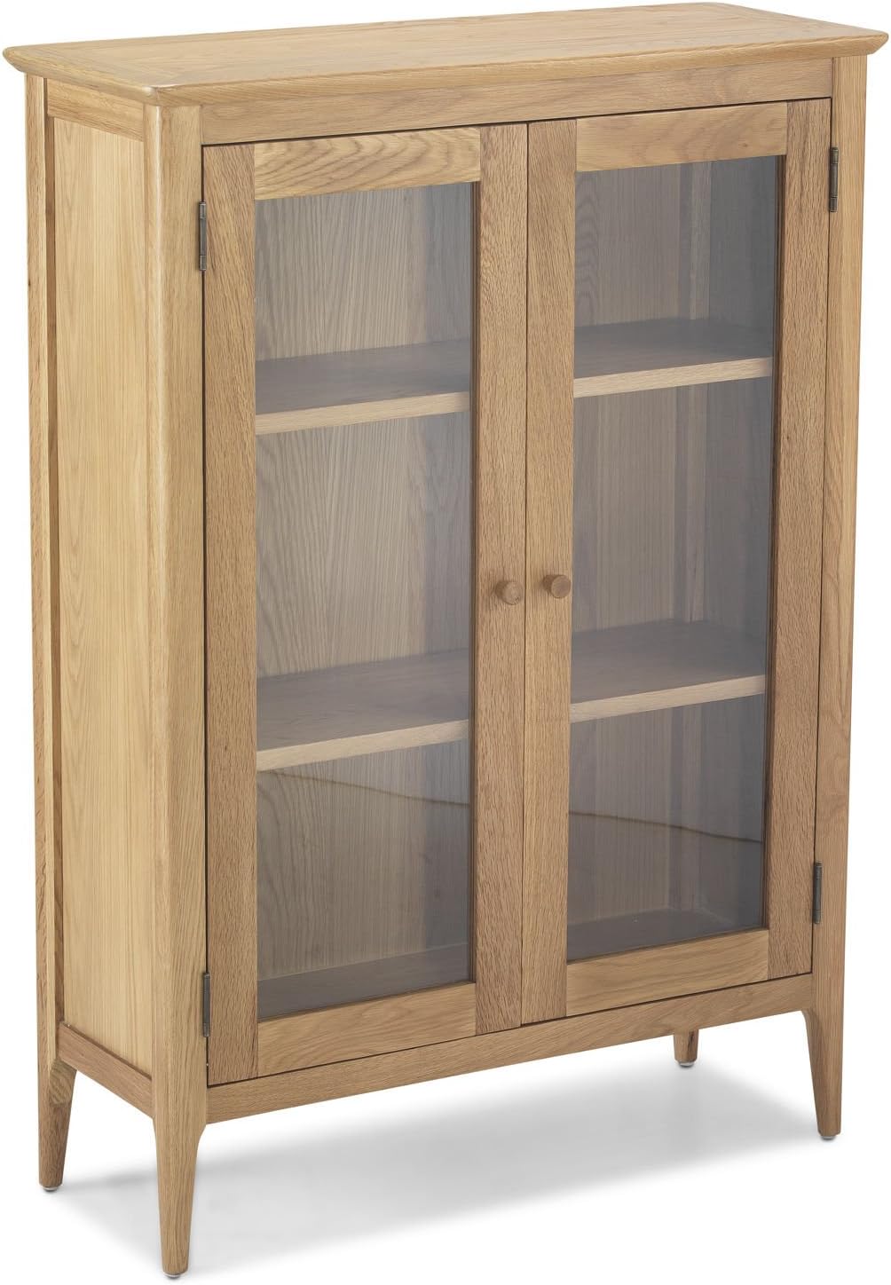 BRISBANE Contemporary Solid Wood Oak Two Door Storage Cupboard Cabinet, Light Oak, W 86 x H 120 x D 35 cm