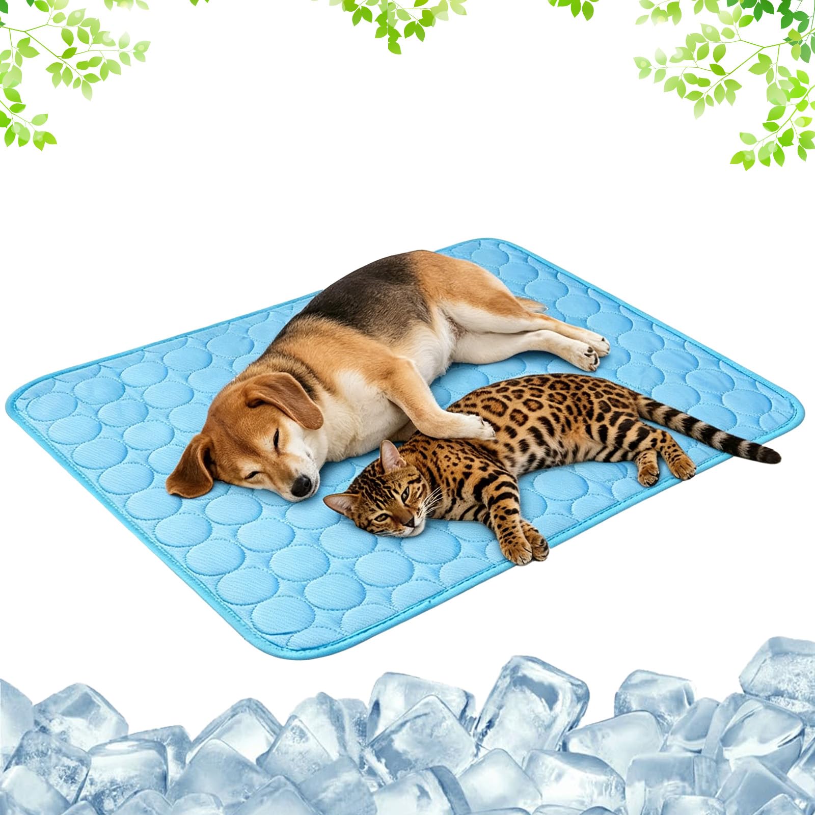 Pet Cooling Mat,Washable Cooling Mat for Cats Dogs,Cool Mat for Dogs Cats in Hot Summer Pet Mats for Home Travel Indoor Outdoor Playing Training，Blue：M-60x50cm