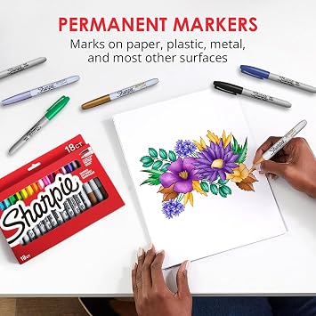 SHARPIE Limited Edition, Fine Point, Color Permanent Markers, 18 Count Quick Drying, Fade & Water Resistant Ink, Premium Colors, Fine Tip, Durable Ink, Folding Easel Box for Easy Access & Storage