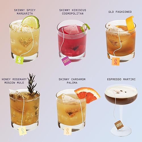 Miniatura 107 de SAYSO Skinny Cardamom Paloma La batidora de bolsas de té de cóctel original artesanal Orgánico, certificado sin gluten, sin OMG < 15 cal, 0.00