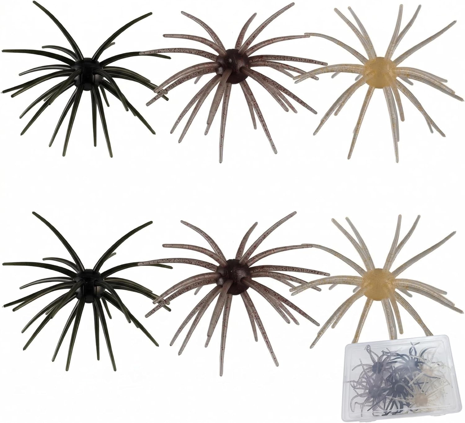 Creature Bait for Bass Fishing – Soft Plastic Fishing Lures, Fuzzy Dice & Sea Urchin Style Finesse Bait for Freshwater, Trout & Crappie with Tackle Box