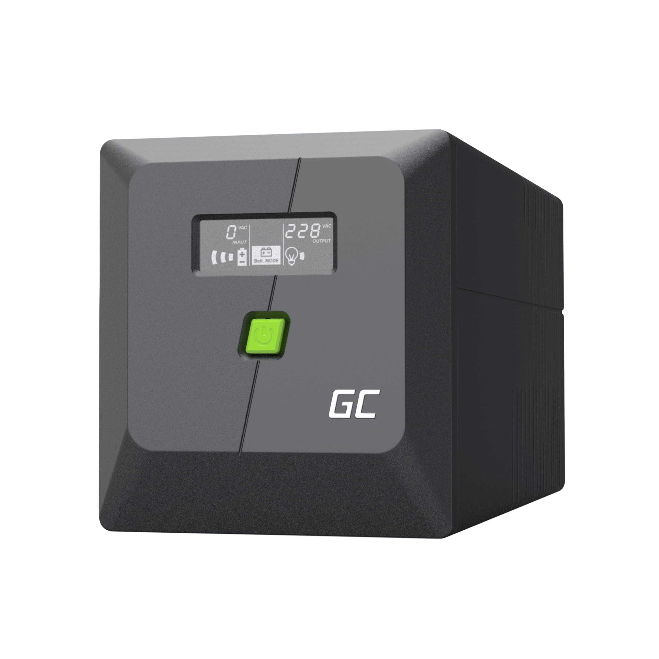 Green Cell PowerProof Gruppo di continuità UPS 1000VA/600W con display LCD, onda sinusoidale modificata, protezione sovratensioni, backup energia, USB/RJ45, 2 prese Schuko + 2 IEC