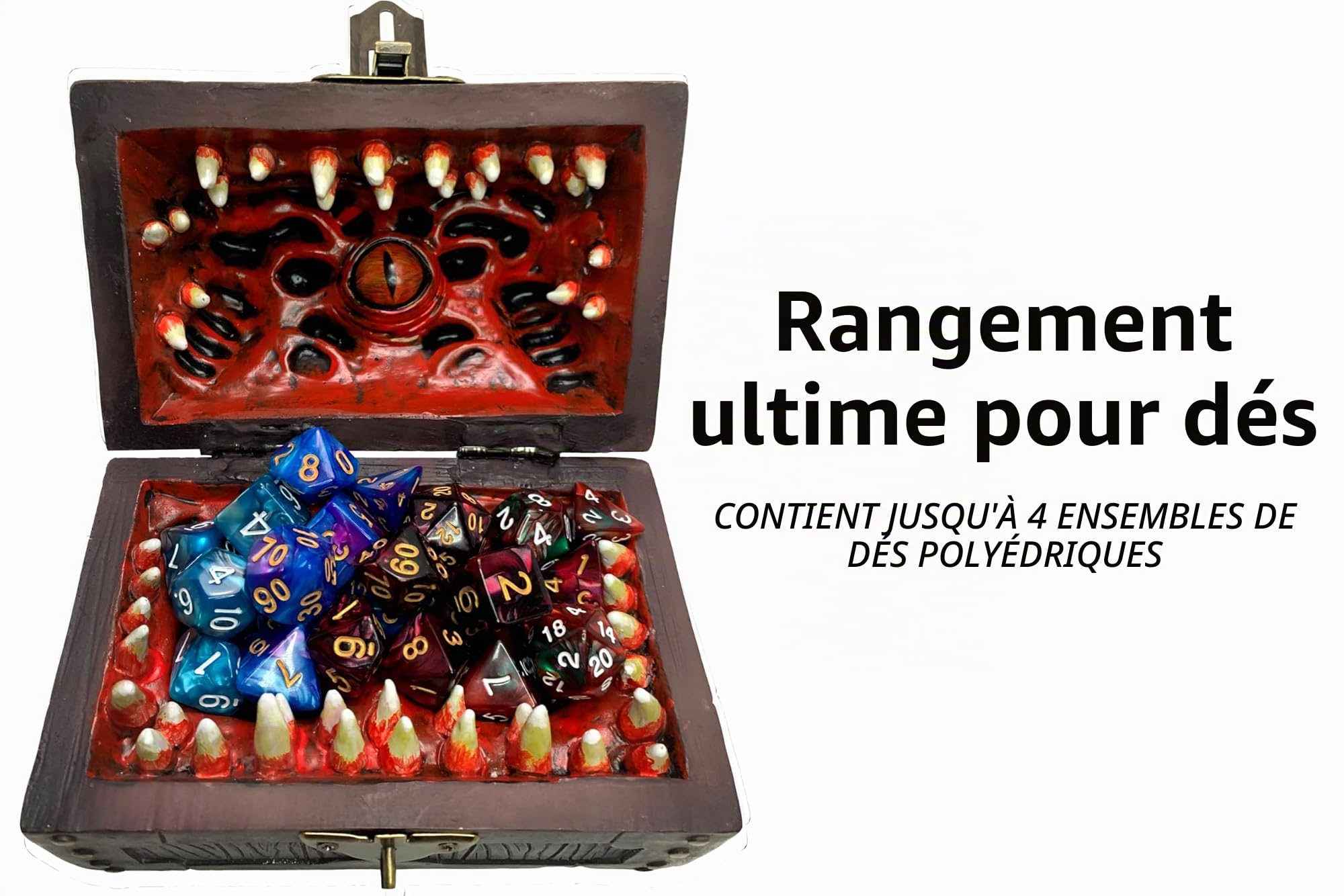 Merhoff & Larkin DND Boîte de rangement pour dés polyédriques D&D | Peut contenir jusqu'à 5 jeux de dés | Parfaite pour votre jeu de donjons et dragons pour ranger les dés avec style |