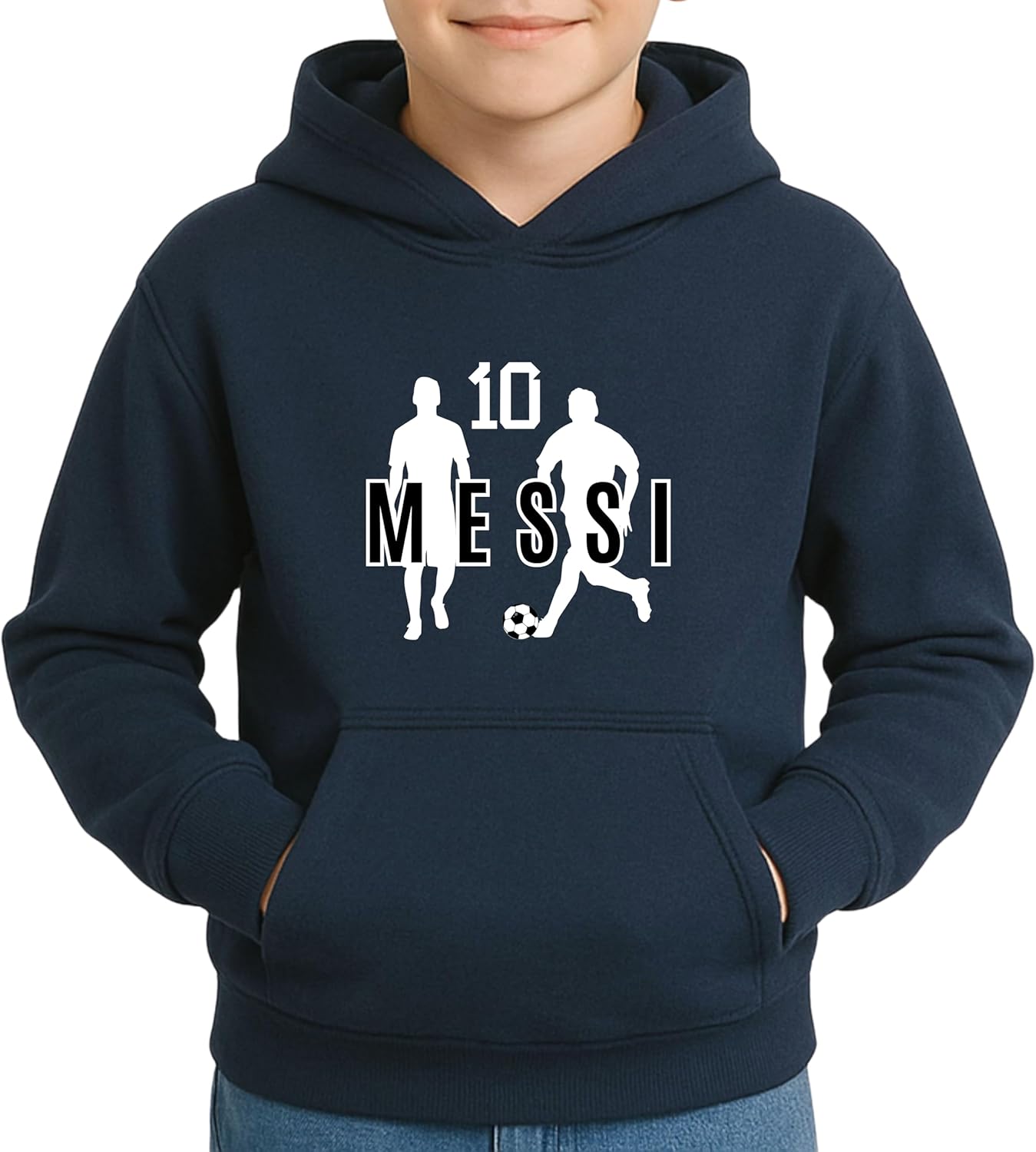 Goat #10 Youth Hoodie for Boys & Girls | Kids Soccer Fan Legend | Two Silhouette Design Pullover