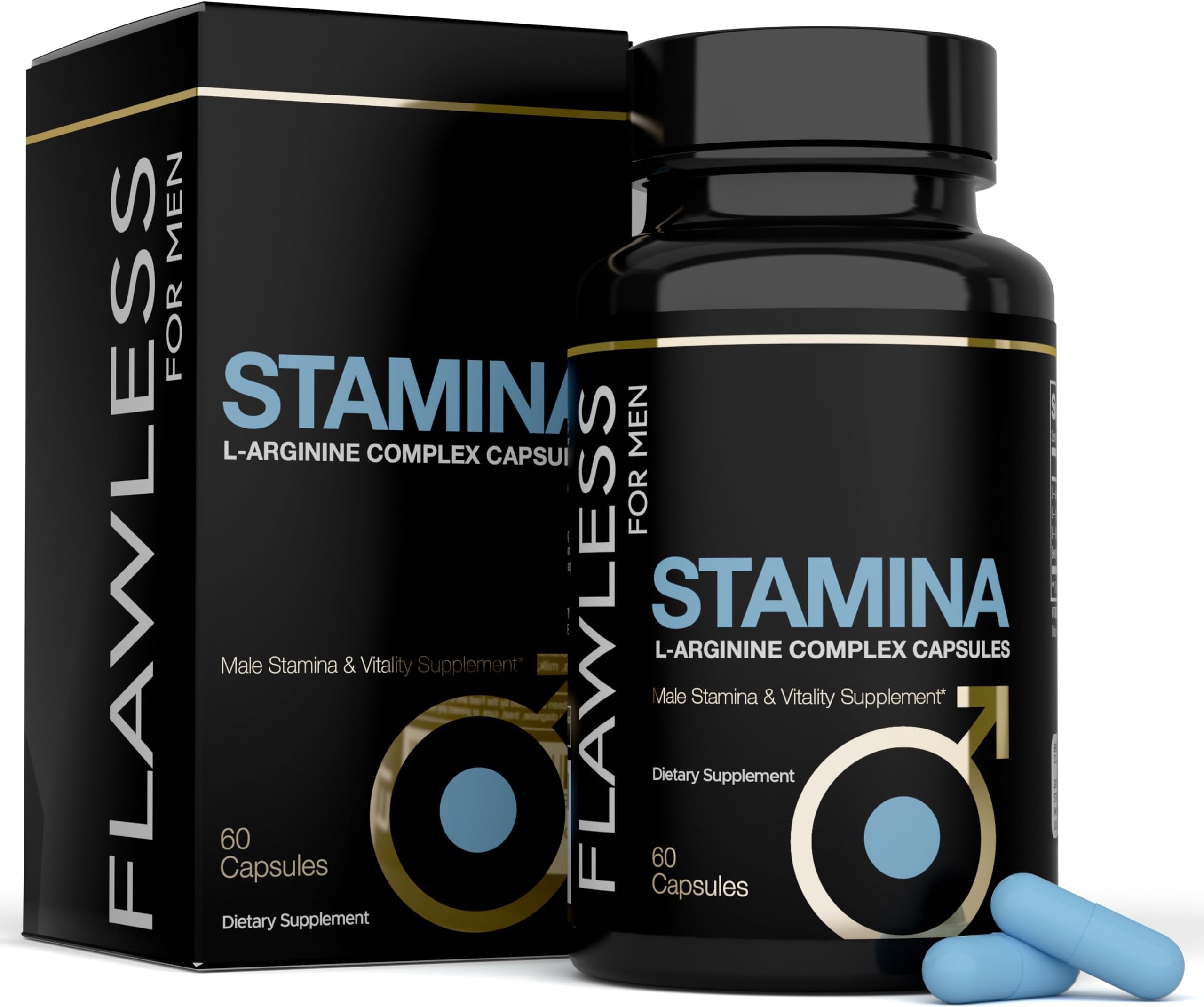 Flawless For Men Stamina | L-Arginine, L -Citrulline & Nitric Oxide Supplement for Men | Promotes Male Vitality, Blood Flow and Endurance | 60 Capsules