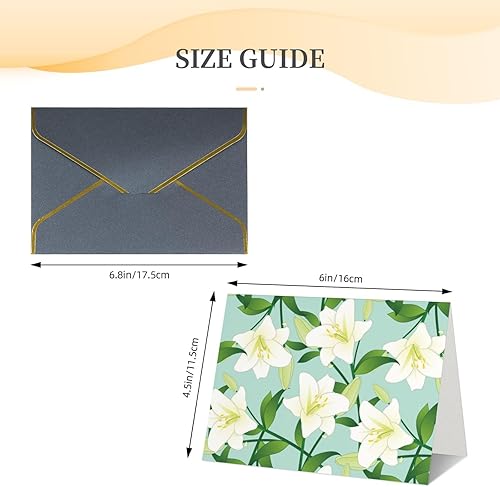 Miniatura 3 de Giglio bianco sul fondo della menta Tarjetas de agradecimiento con sobres, tarjetas de felicitación en blanco con sobres en blanco en el interior,