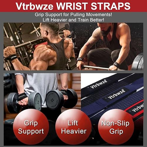 Miniatura 7 de Correas de levantamiento de pesas para levantamiento de pesas y peso muerto, agarre de silicona antideslizante, soporte de muñeca acolchado para