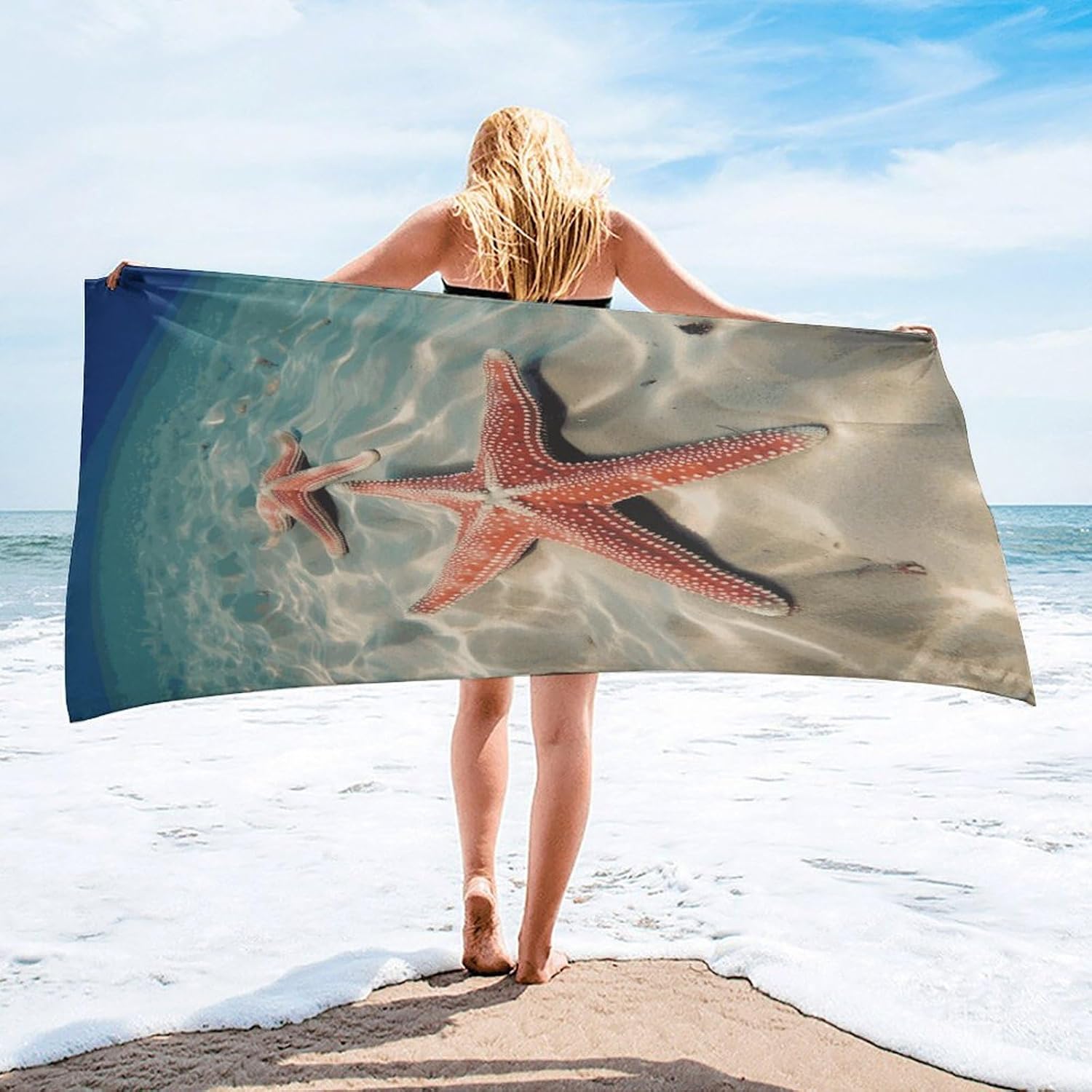 Ocean Starfish Towel Vacation Accessories Essentials Soft Lighterweight，Bath Towel for Adults Women Men，Bath Towels Gift for All Occasions, Machine Washable.