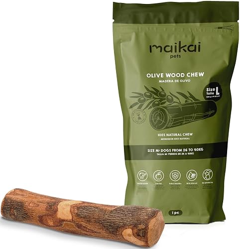 Mordedor Natural de Madera de Olivo Perros Grandes Hueso Premio Natural L
